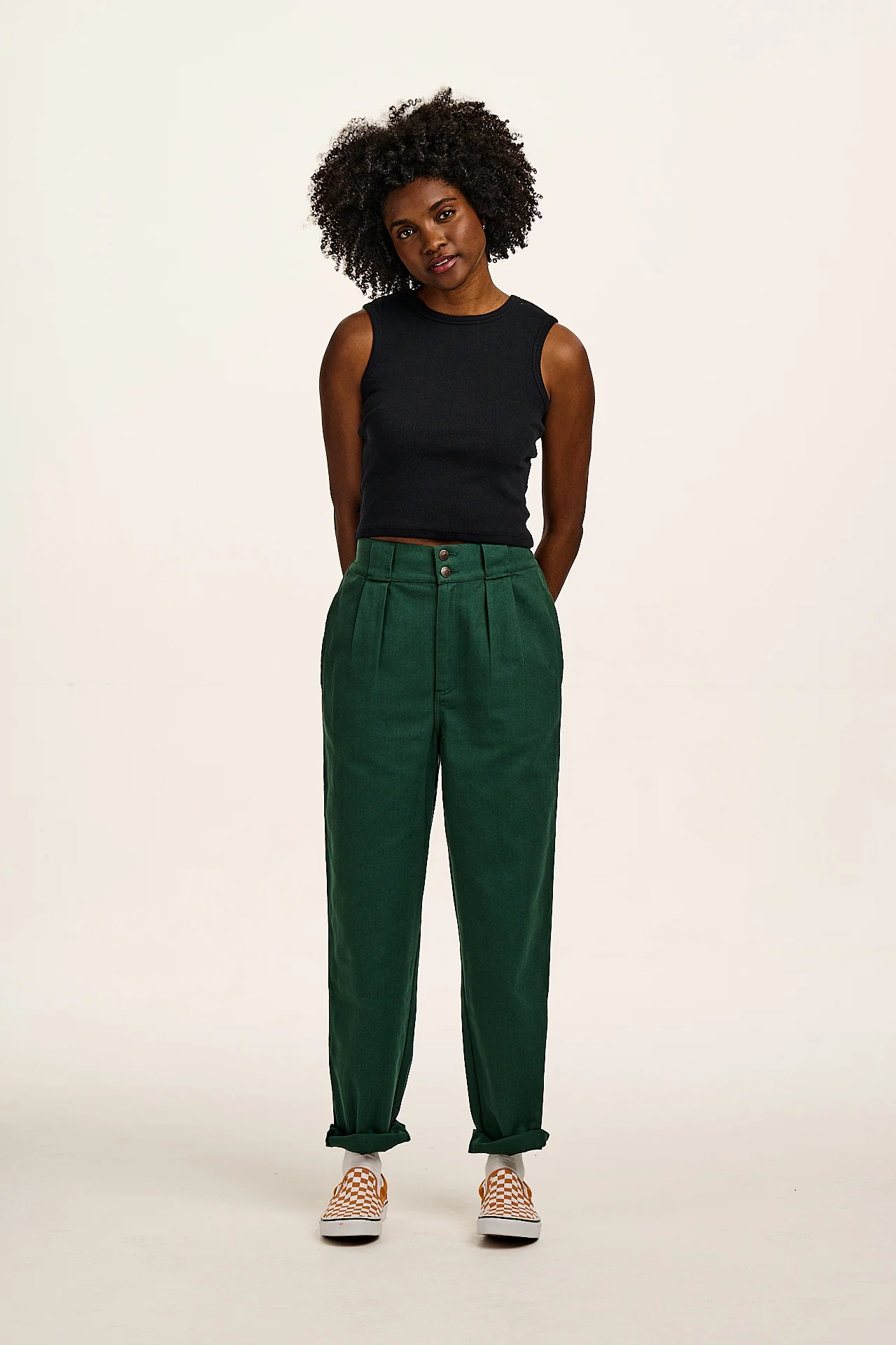 Addison - Cotton Jeans in Posy Green - Image 4