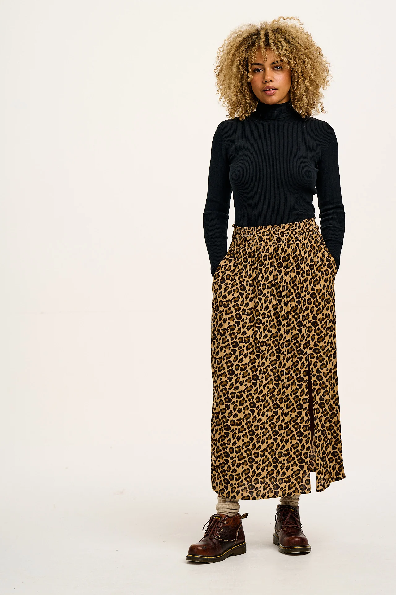 Aiden - Roll Neck Knitted Cotton Top in Black - Image 12