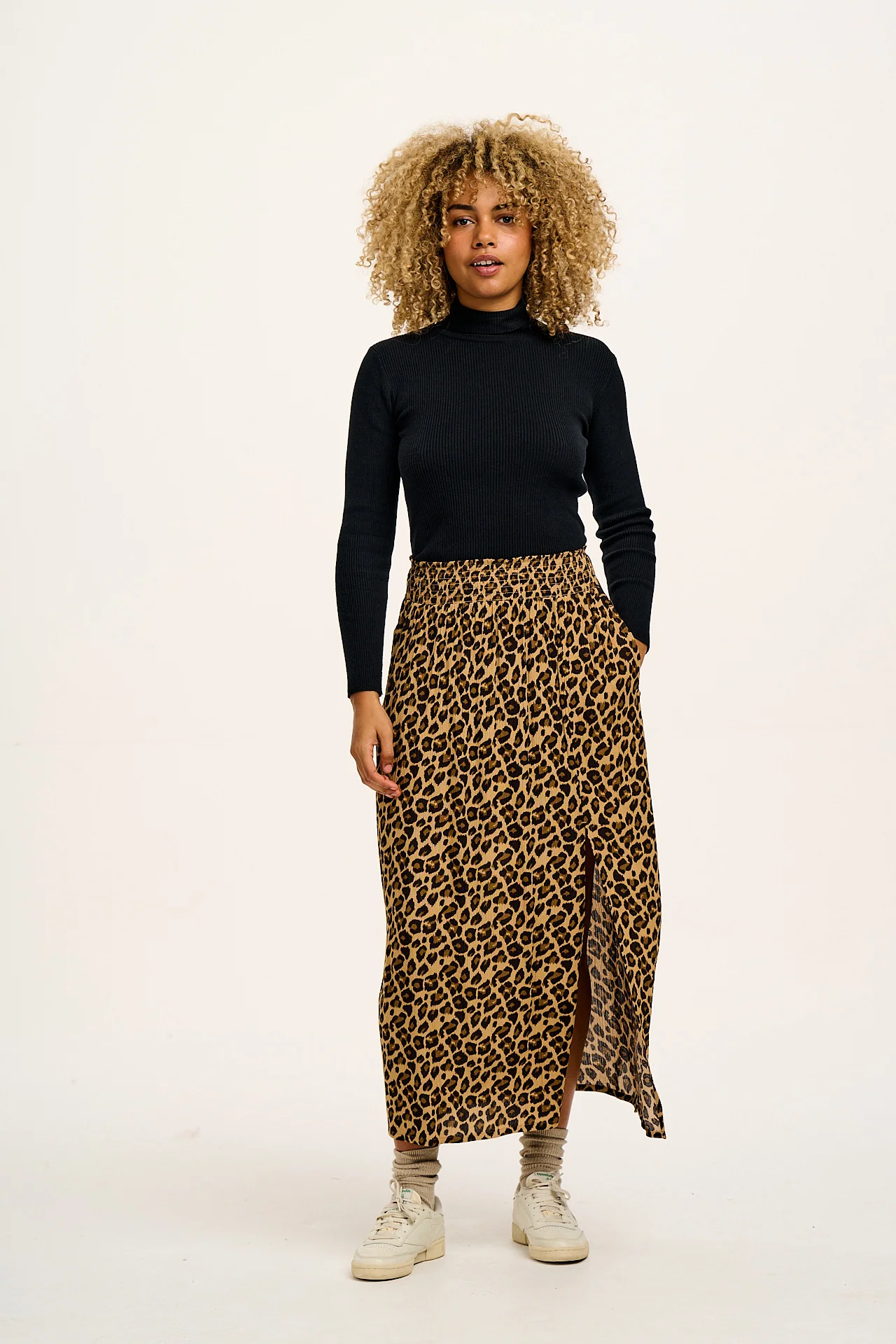Aiden - Roll Neck Knitted Cotton Top in Black - Image 8