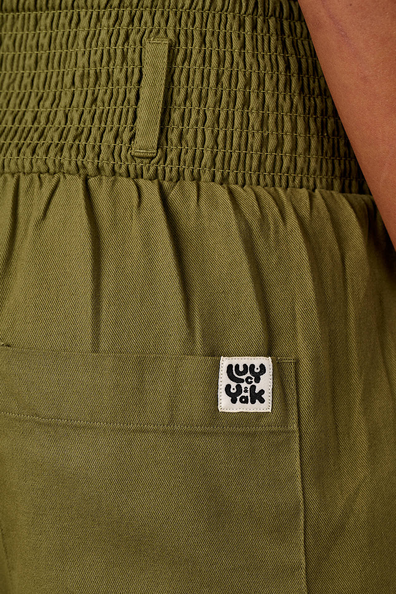 Alex - Wide Leg Cotton Trousers in Khaki - Image 4