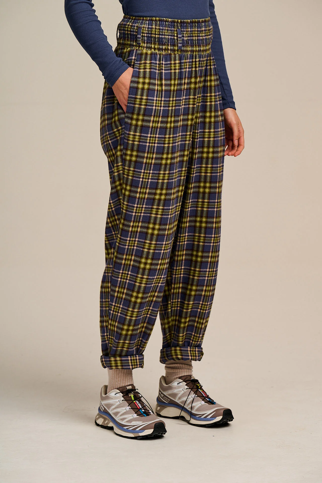 Alexa - Brushed Cotton Trousers in Cosy Tartan - Image 3