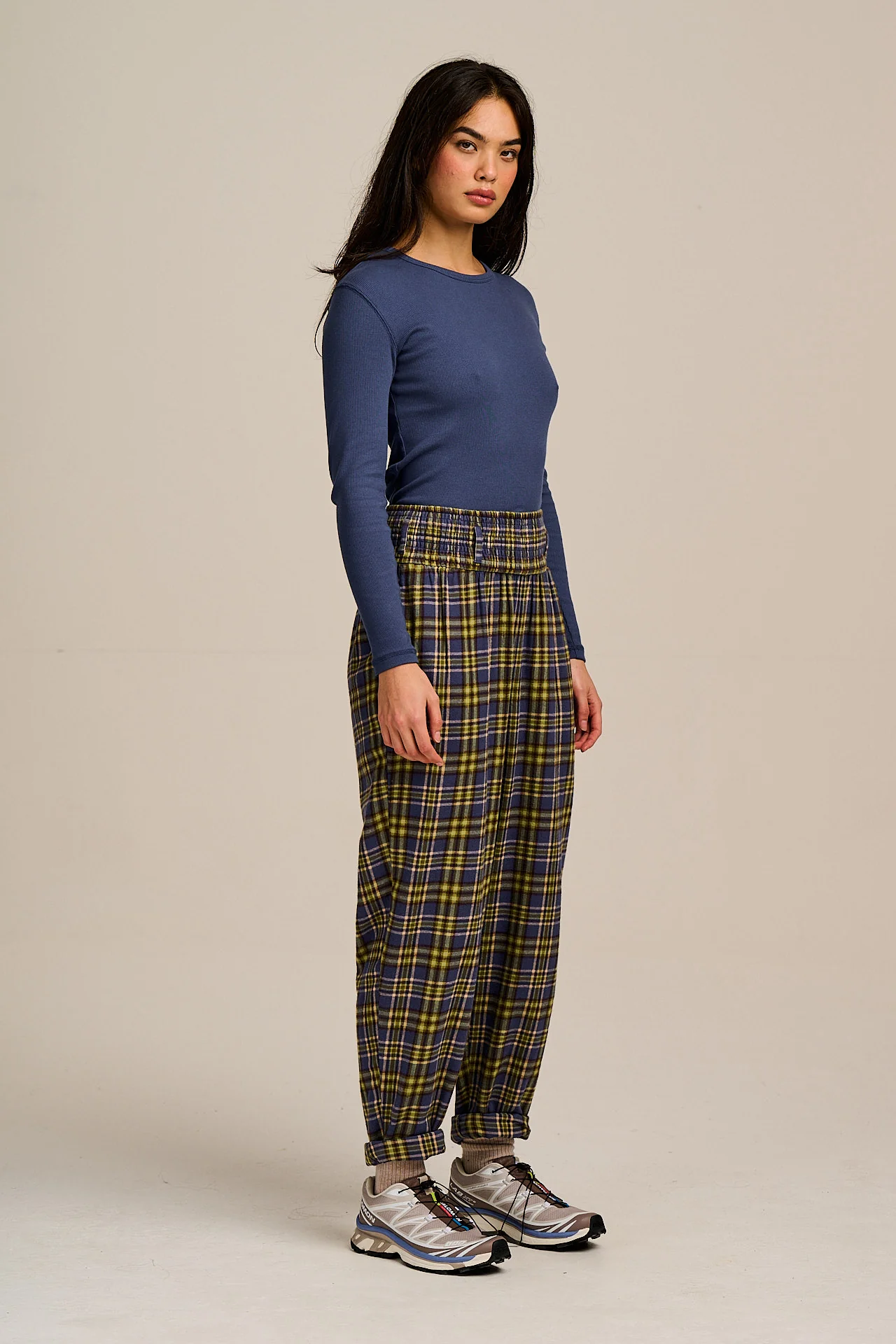 Alexa - Brushed Cotton Trousers in Cosy Tartan - Image 4