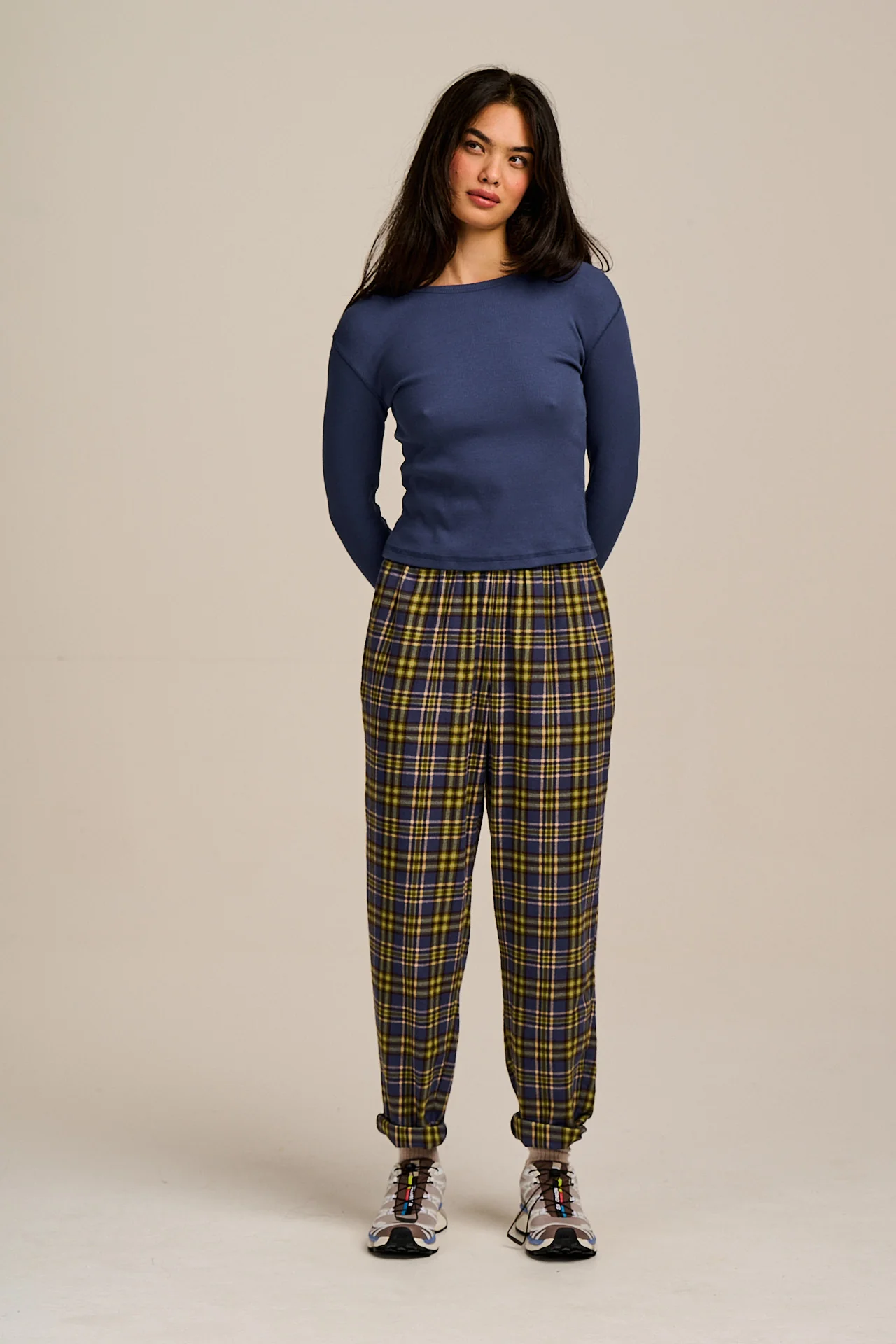Alexa - Brushed Cotton Trousers in Cosy Tartan - Image 5