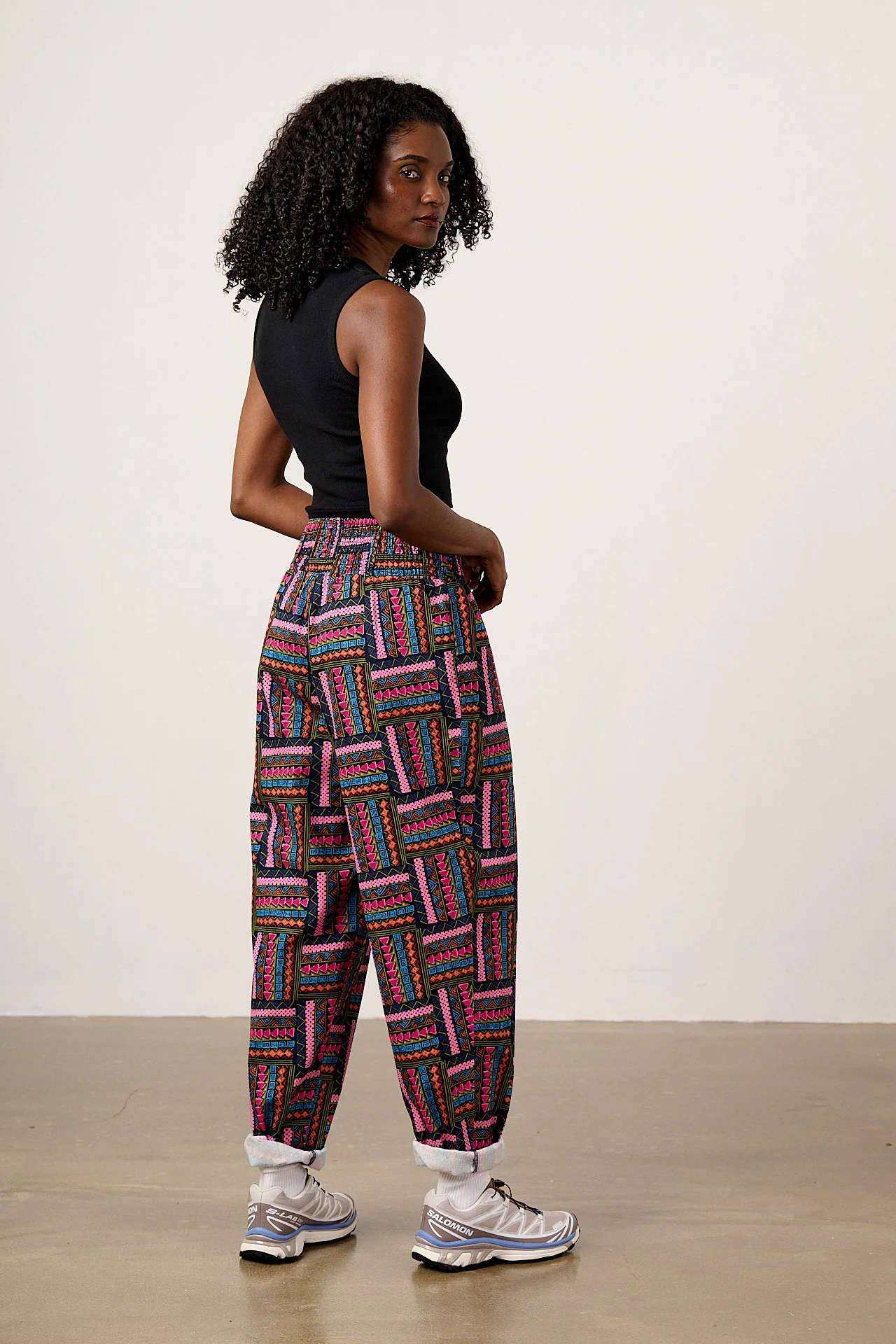 Alexa - Cotton Trousers in Artisan Patchwork Print - Image 3