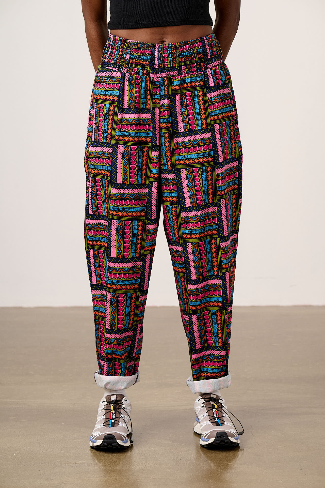 Alexa - Cotton Trousers in Artisan Patchwork Print - Image 4