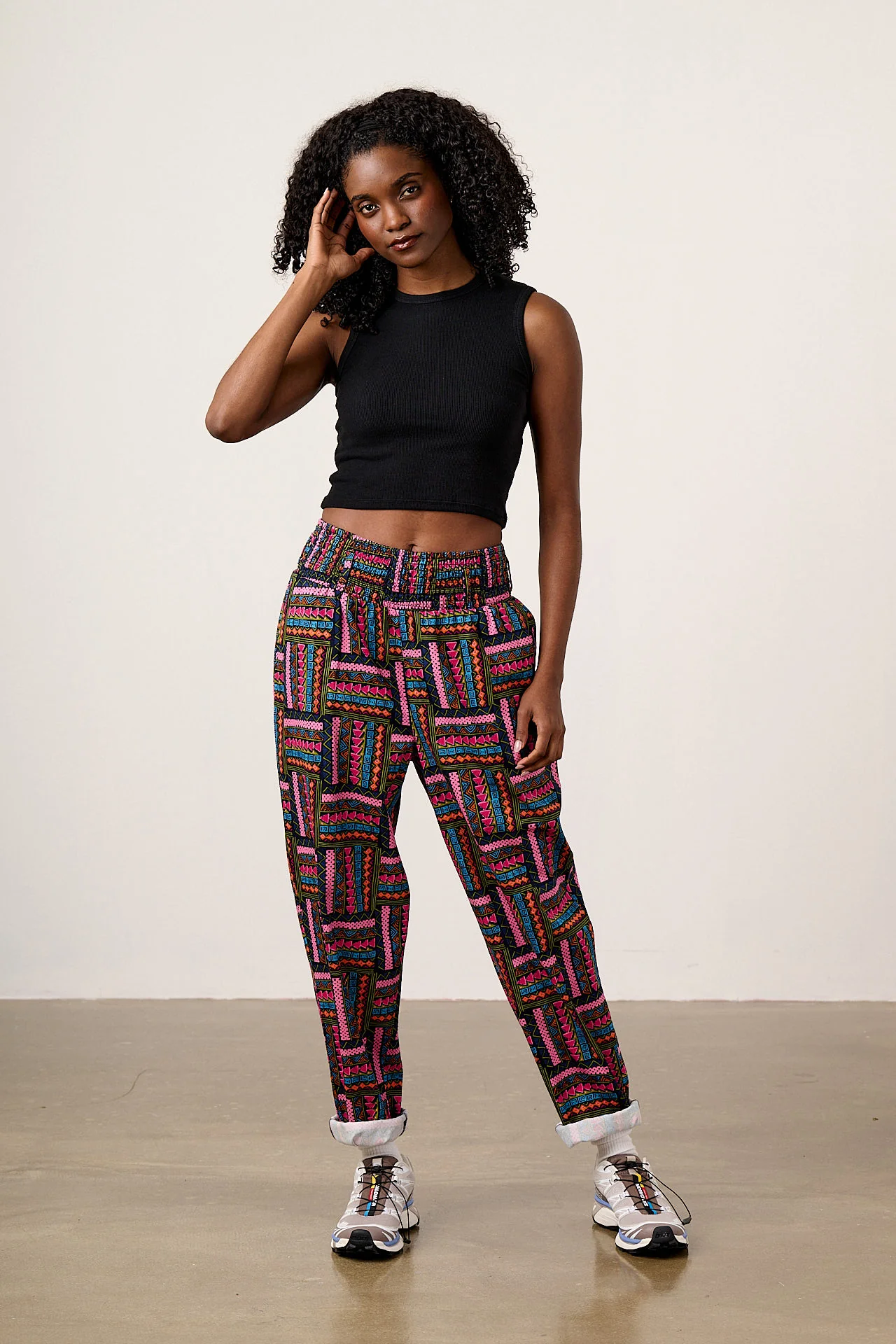 Alexa - Cotton Trousers in Artisan Patchwork Print - Image 5
