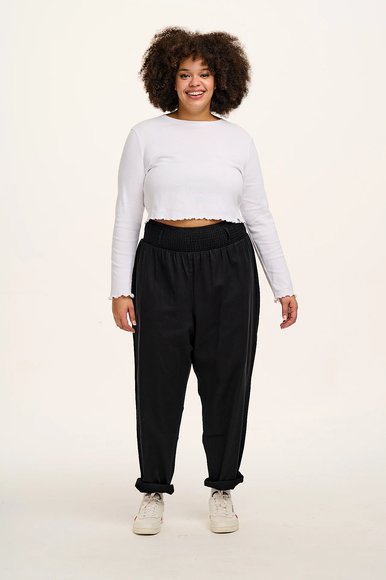 Alexa - Cotton Trousers in Black - Image 3