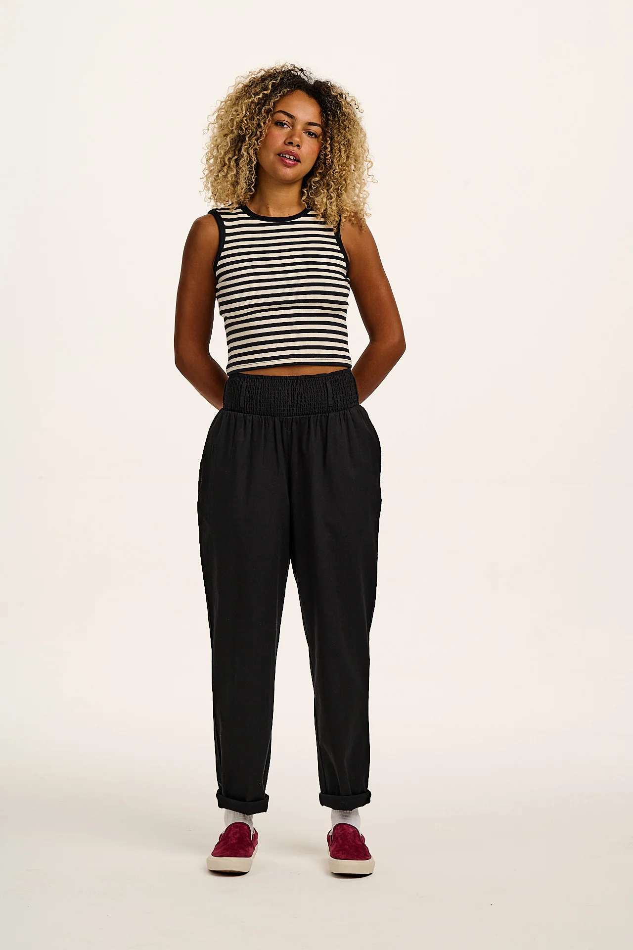 Alexa - Cotton Trousers in Black - Image 4