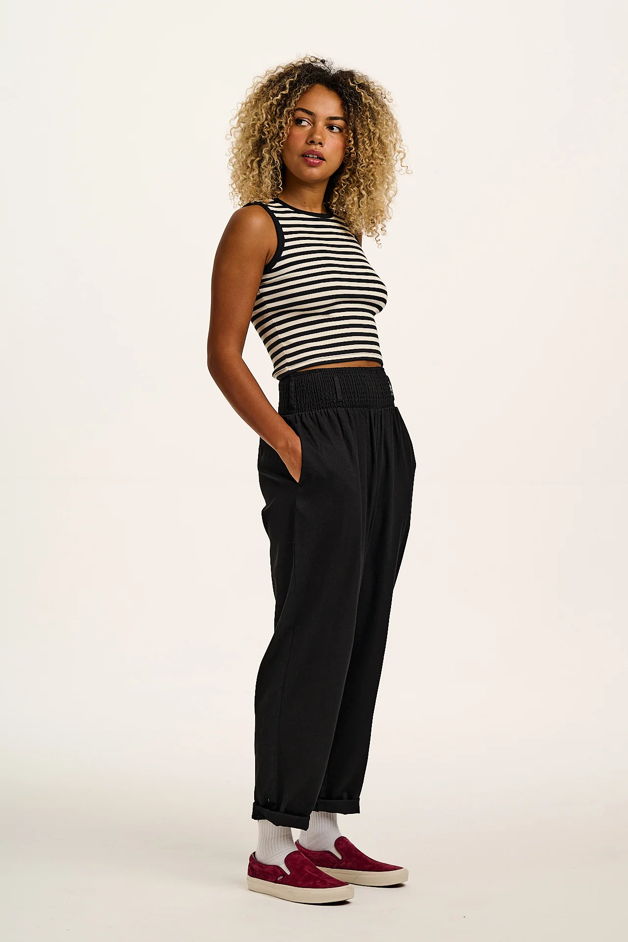 Alexa - Cotton Trousers in Black - Image 6