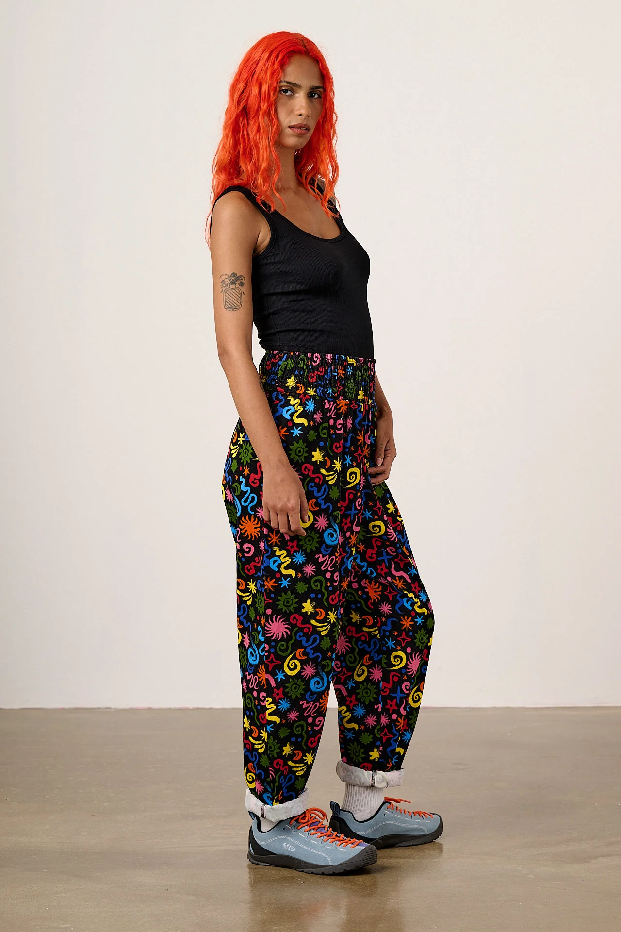 Alexa - Cotton Trousers in Bright Astral Print - Image 4