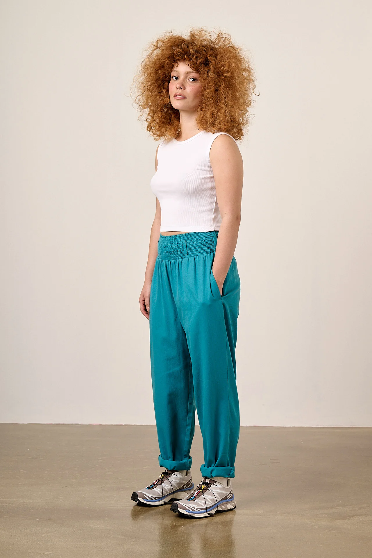 Alexa - Cotton Trousers in Pagoda Blue - Image 3