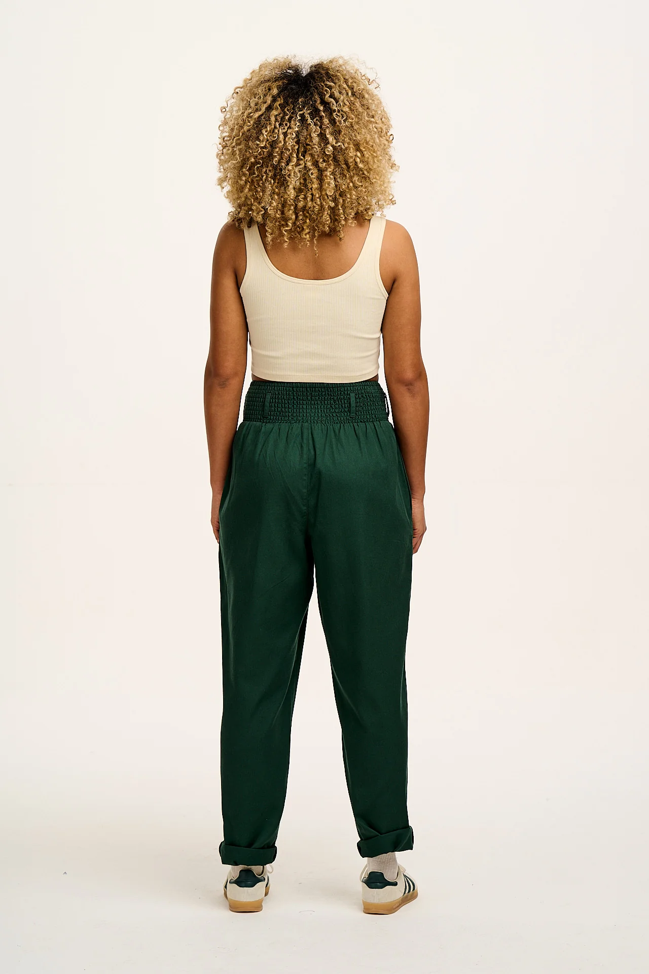 Alexa - Cotton Trousers in Posy Green - Image 6