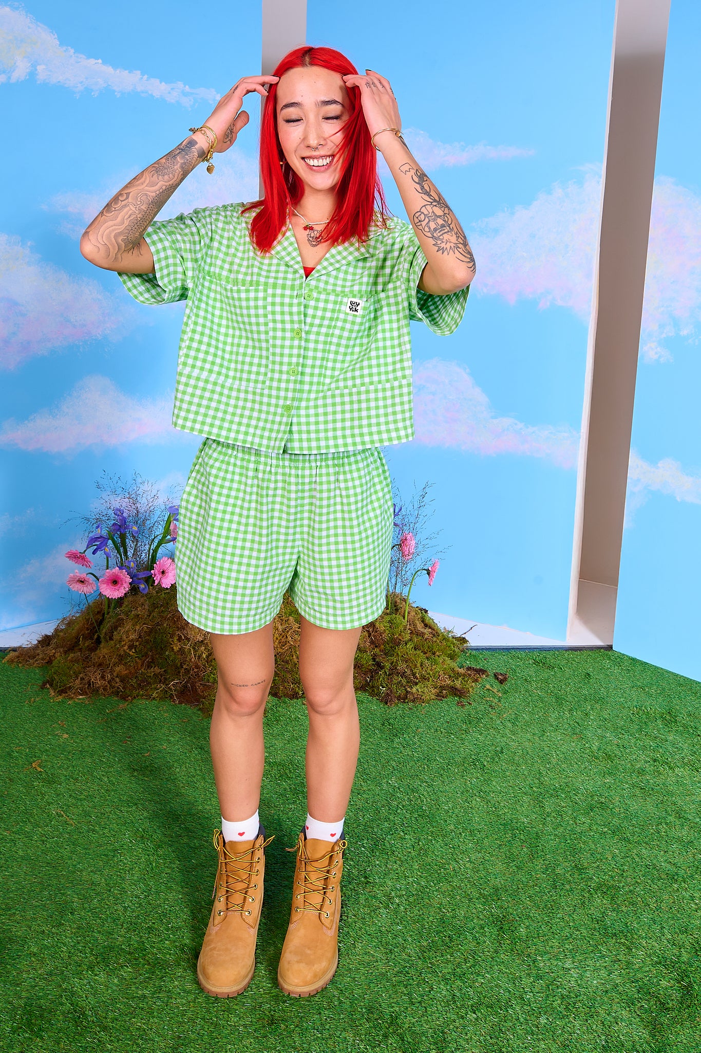 Alfie - Cotton Shirt in Green Bonitto Gingham - Image 7