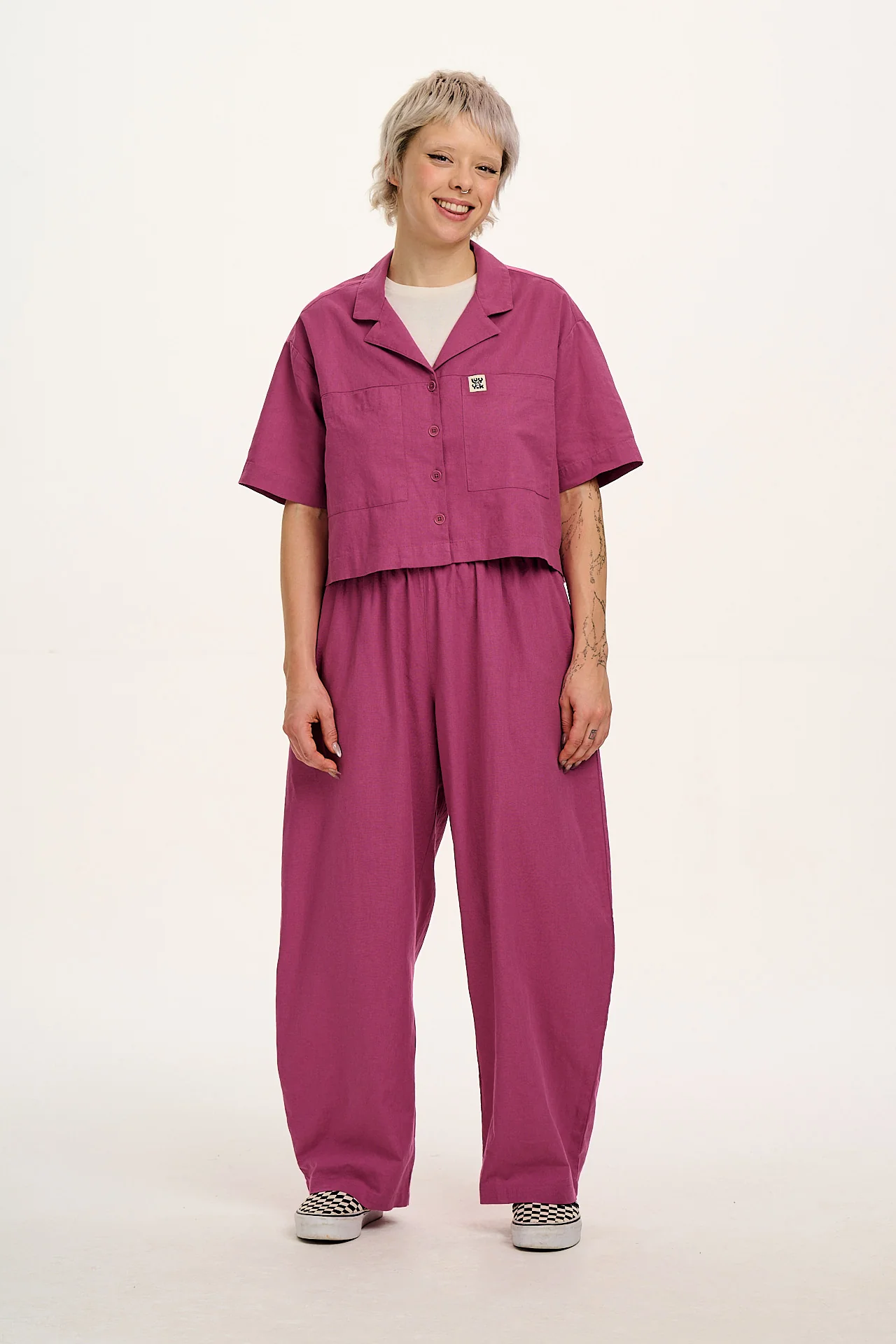 Alfie - Cotton & Linen Shirt in Dahlia Pink - Image 2
