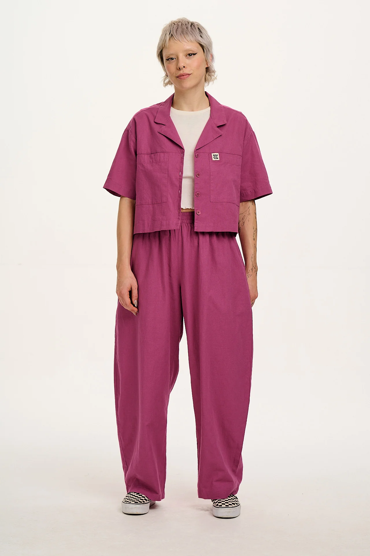 Alfie - Cotton & Linen Shirt in Dahlia Pink - Image 5