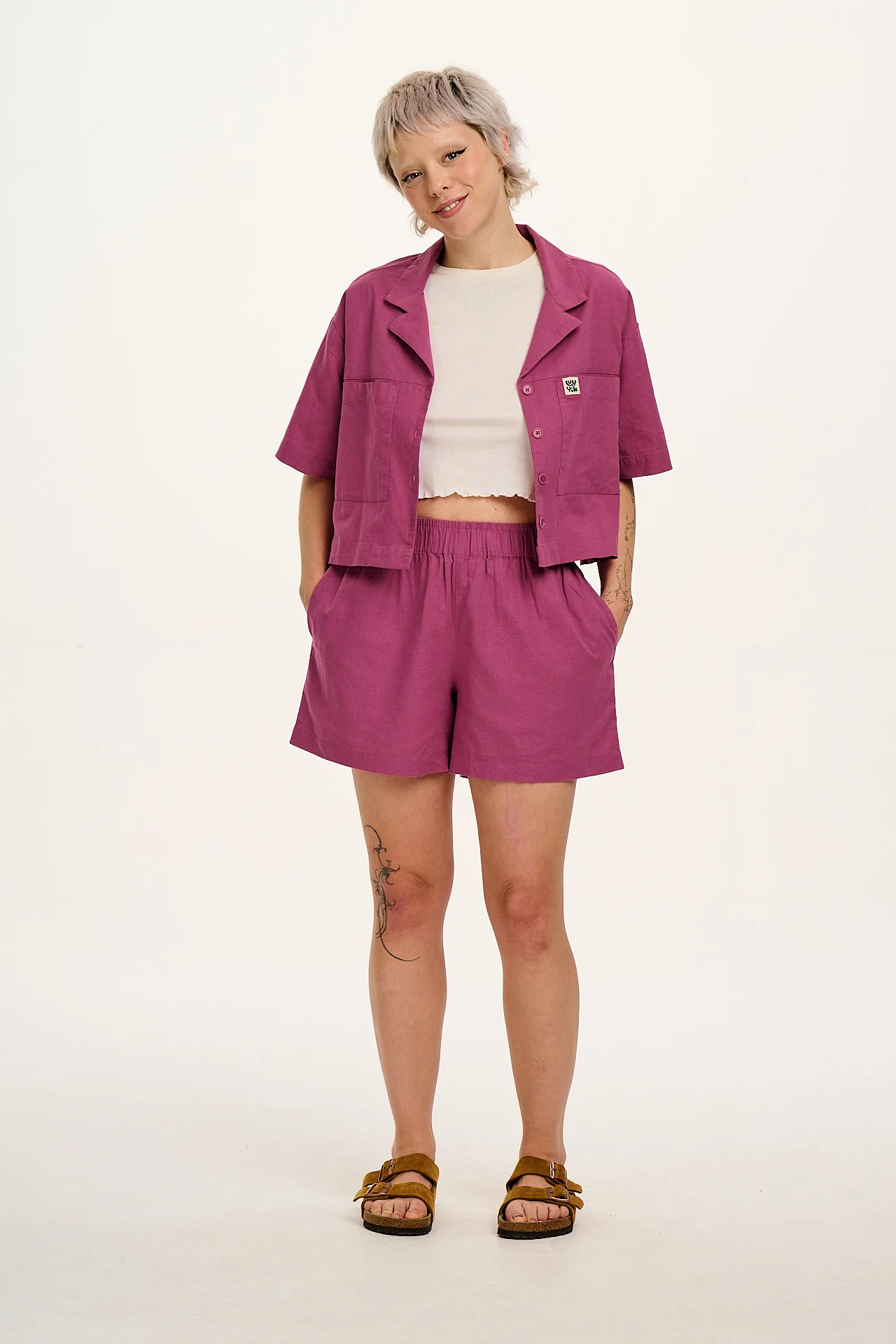 Alfie - Cotton & Linen Shirt in Dahlia Pink - Image 7