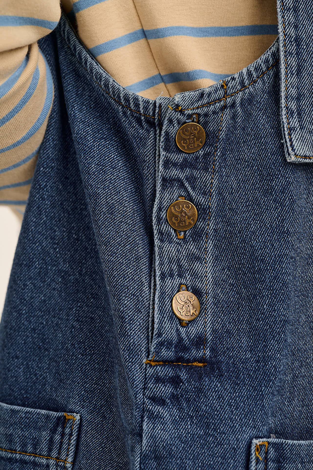 Ali - Wide Leg Denim Dungarees in Mid Wash Blue - Image 6