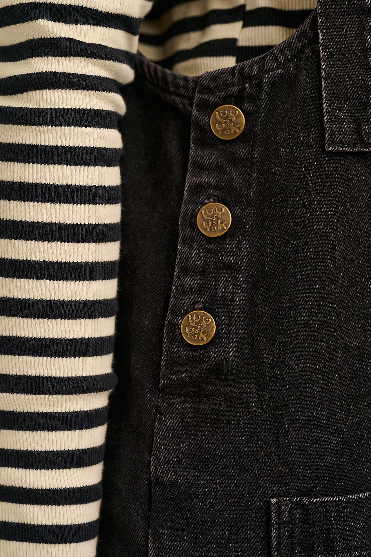 Ali - Wide Leg Denim Dungarees in Washed Black - Image 4