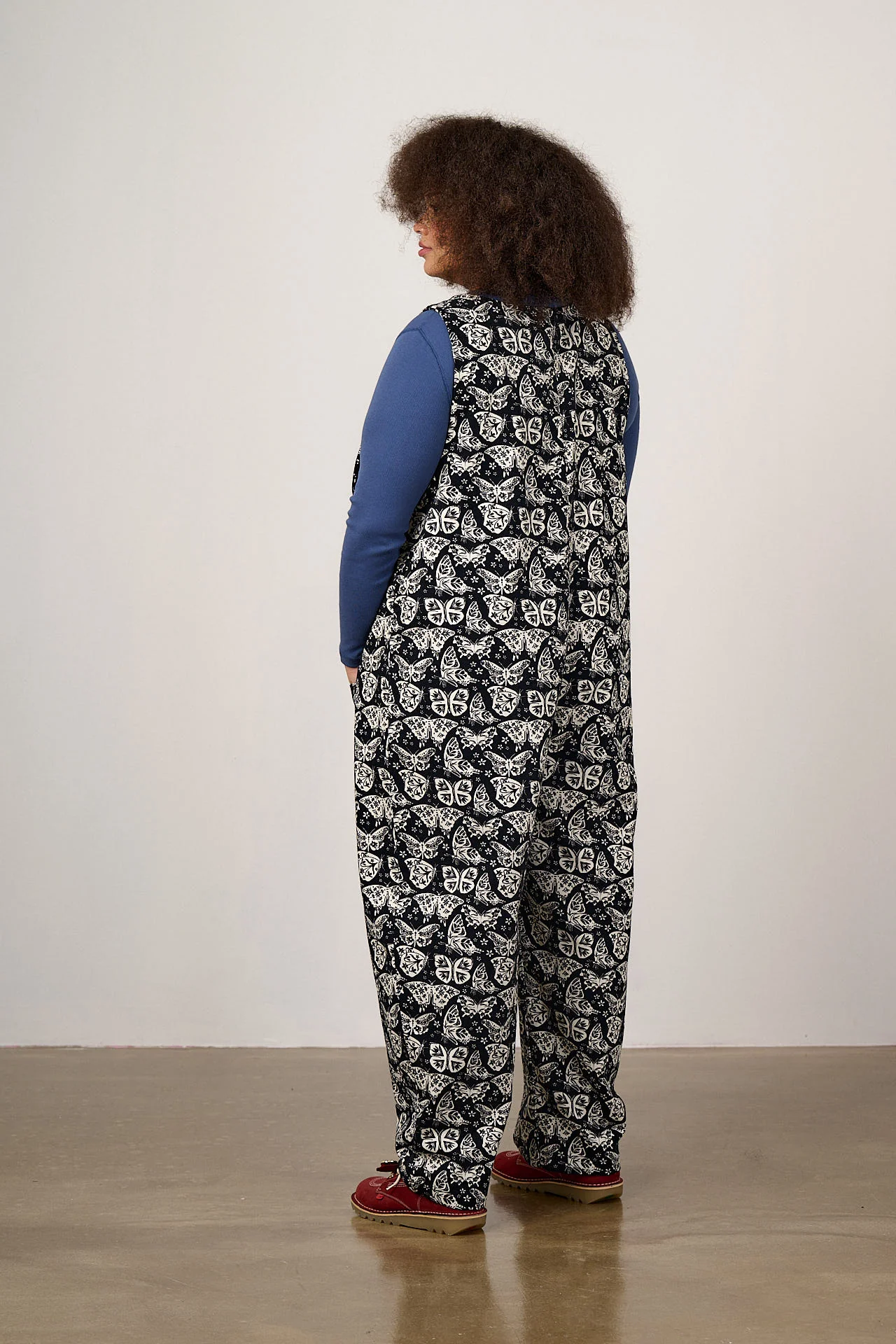 Ara - Cotton Dungarees in Black & White Butterfly Print - Image 5