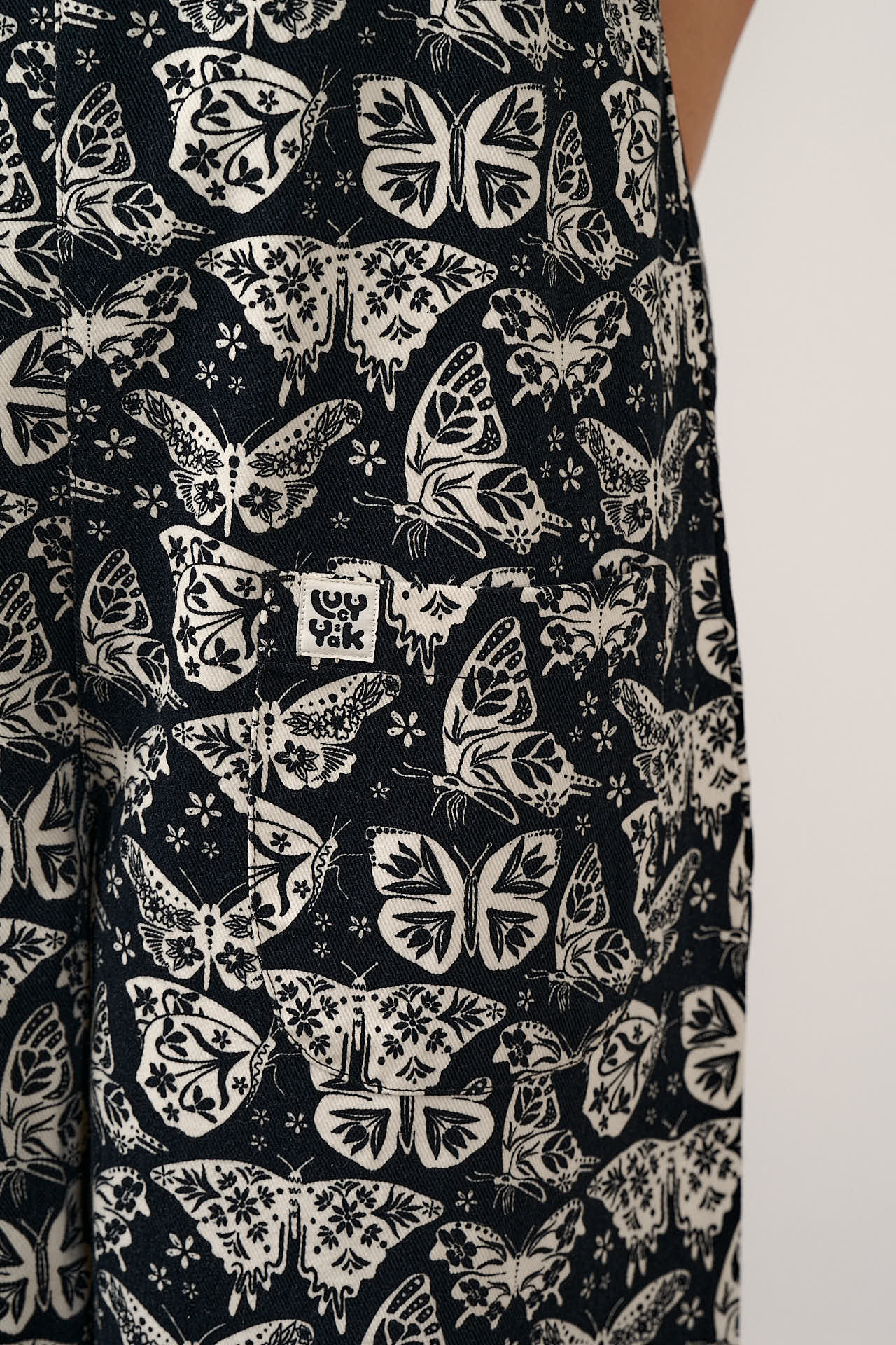 Ara - Cotton Dungarees in Black & White Butterfly Print - Image 6