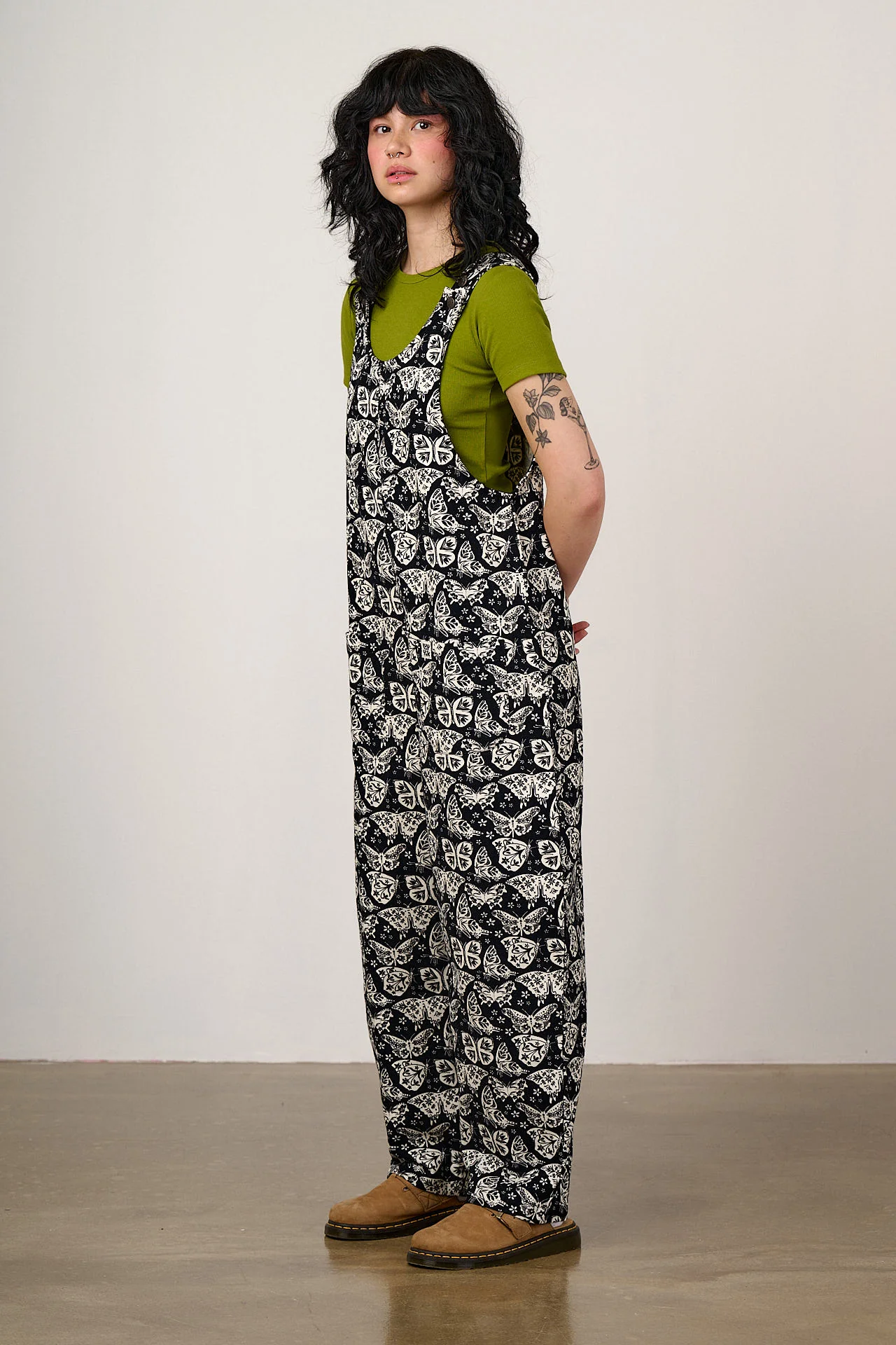 Ara - Cotton Dungarees in Black & White Butterfly Print - Image 7