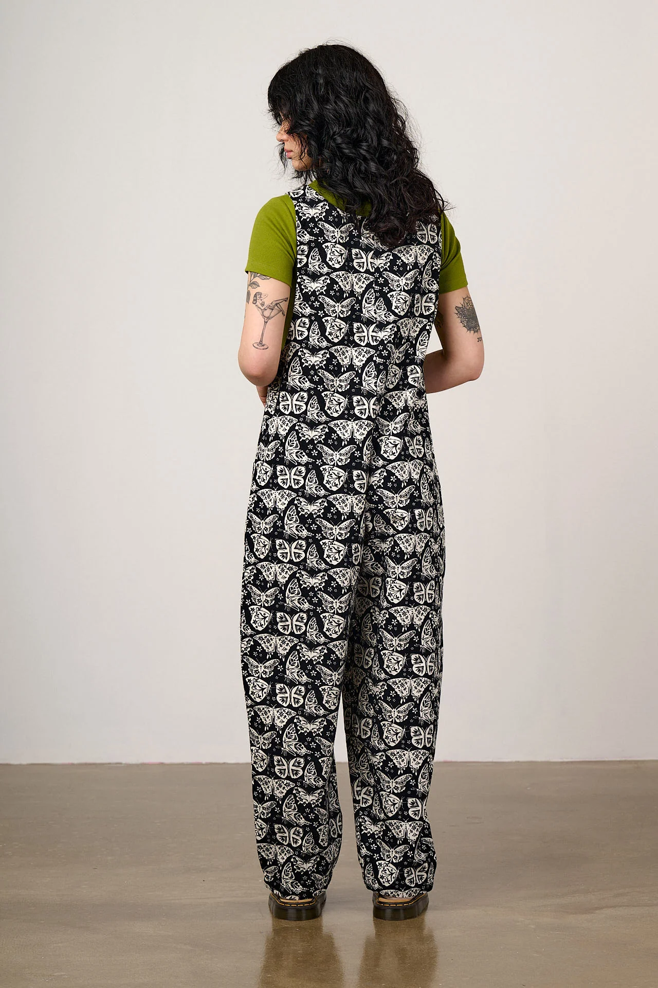 Ara - Cotton Dungarees in Black & White Butterfly Print - Image 8
