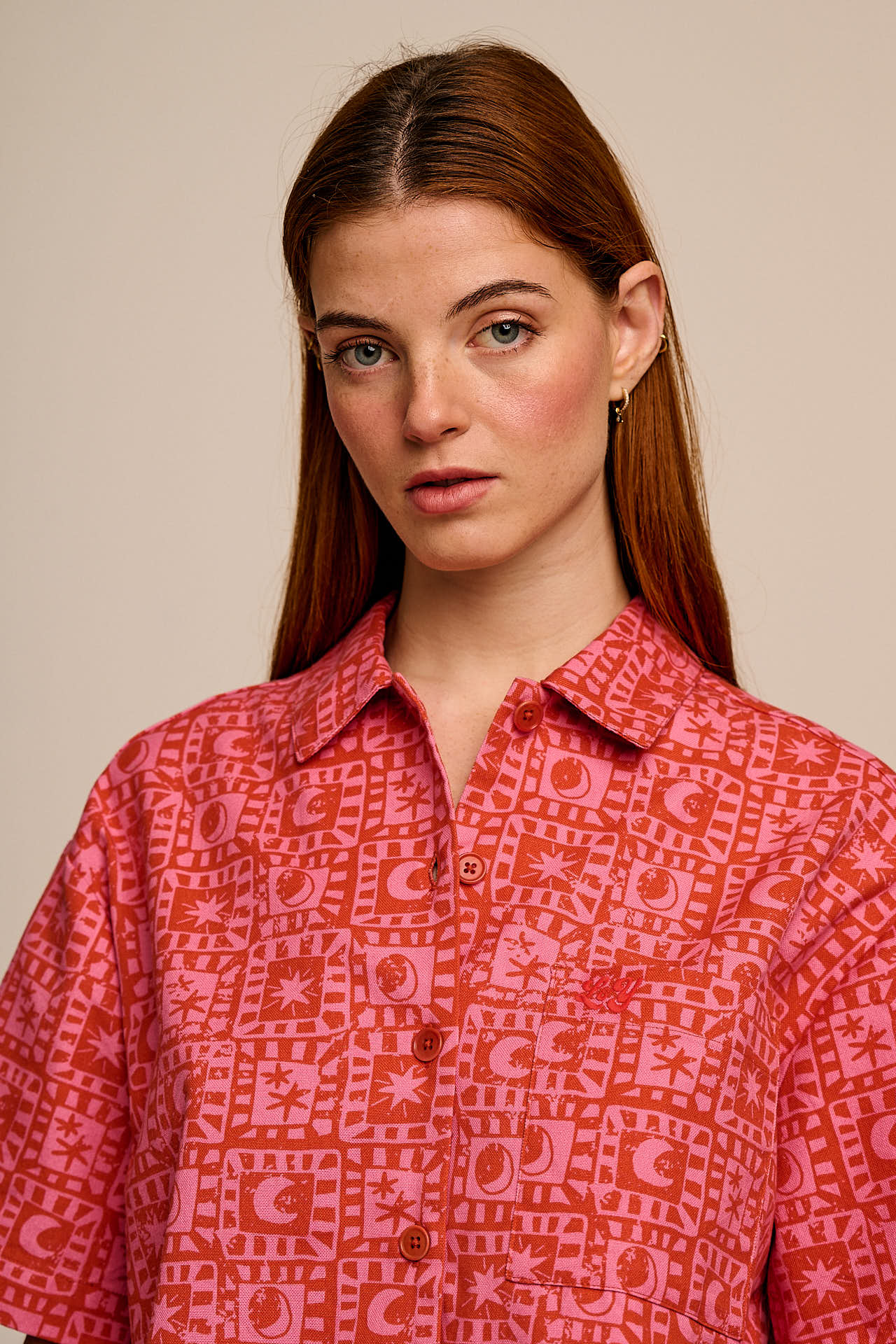 Archer - Cotton Shirt In Pink & Red Lunar Checkerboard - Image 3