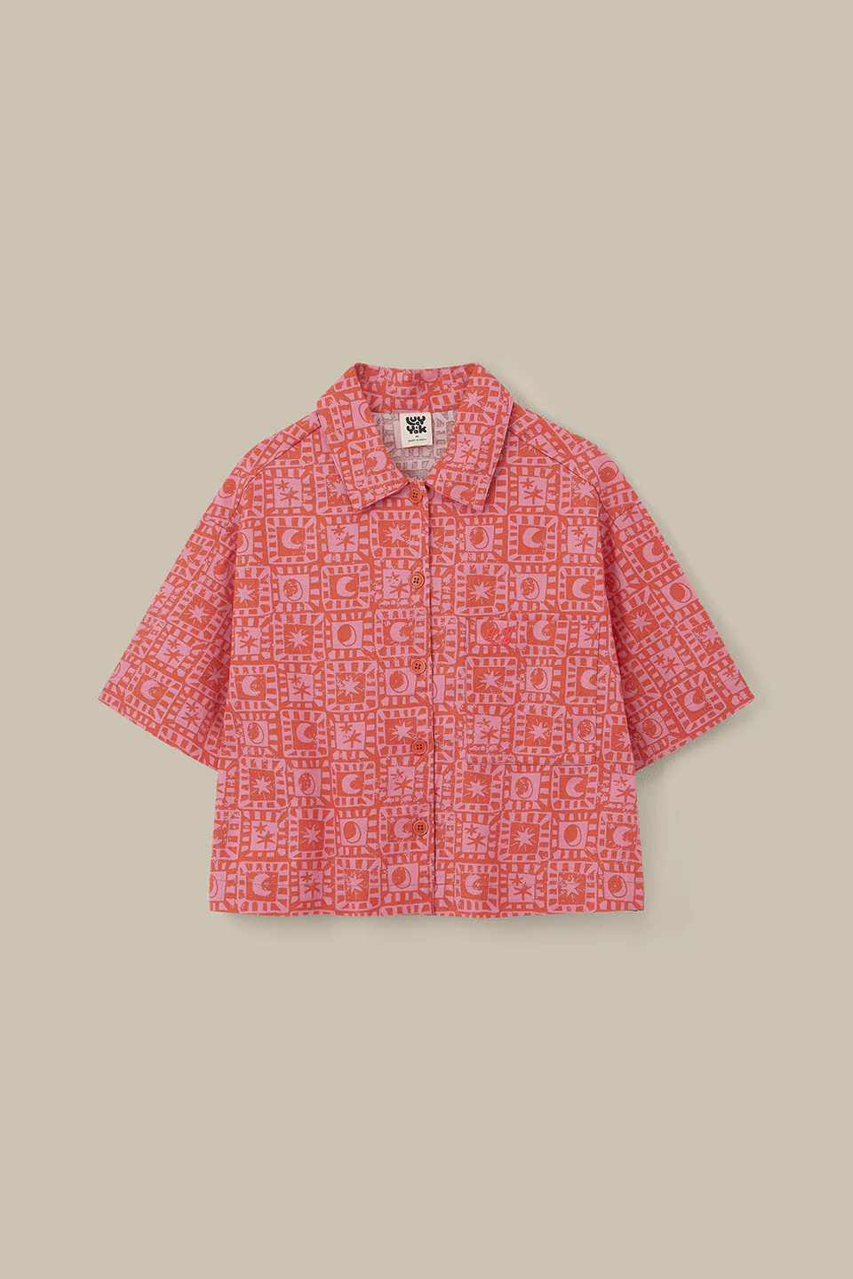 Archer - Cotton Shirt In Pink & Red Lunar Checkerboard - Image 6