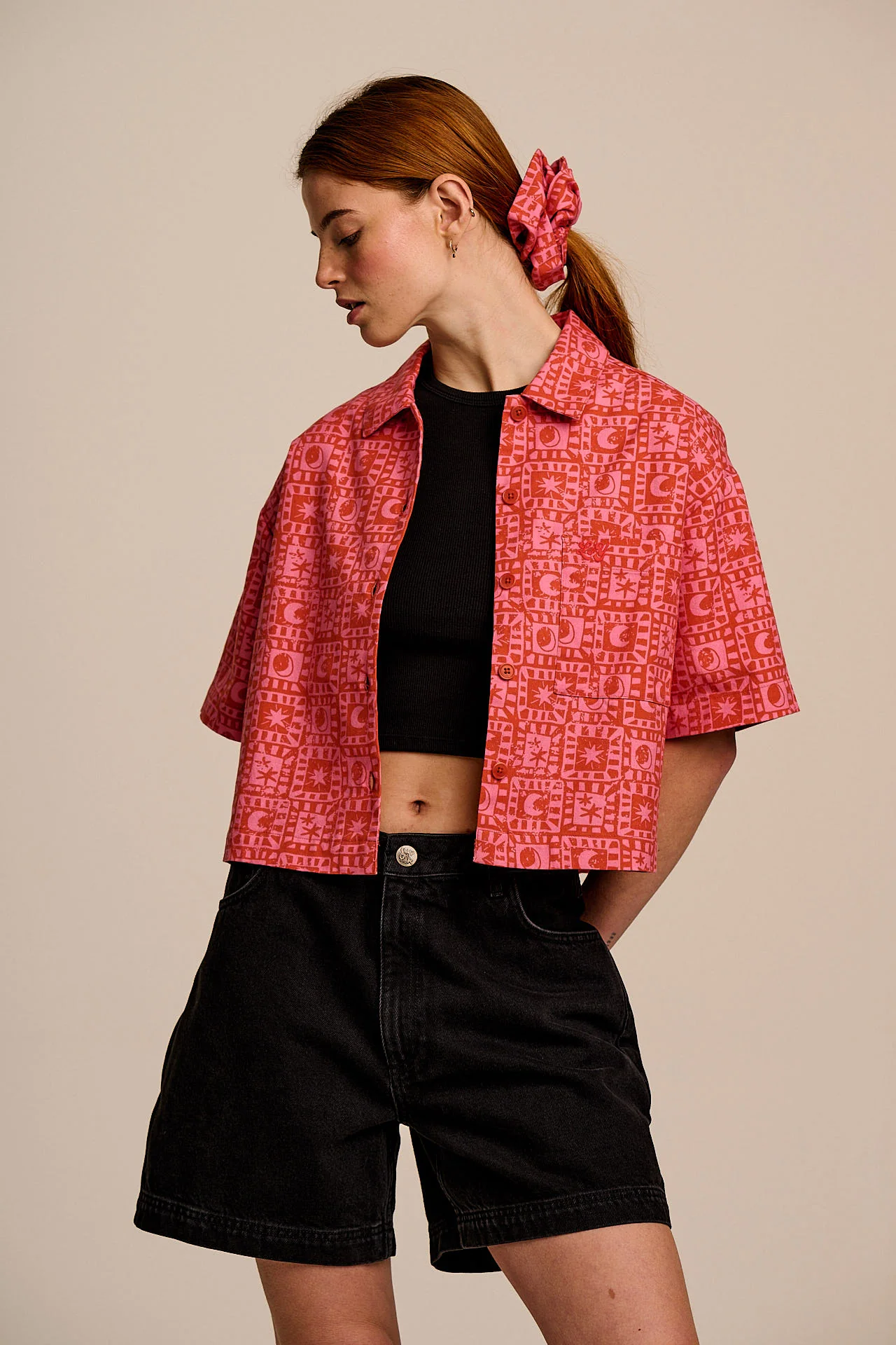 Archer - Cotton Shirt In Pink & Red Lunar Checkerboard - Image 8
