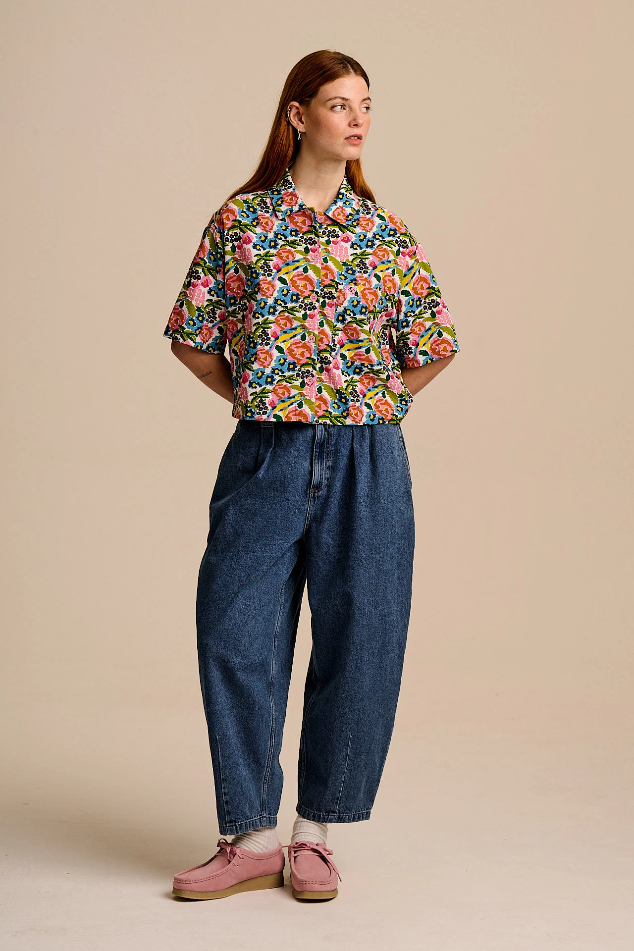 Archer - Cotton & Viscose Shirt in Ivory Birdie Floral - Image 4
