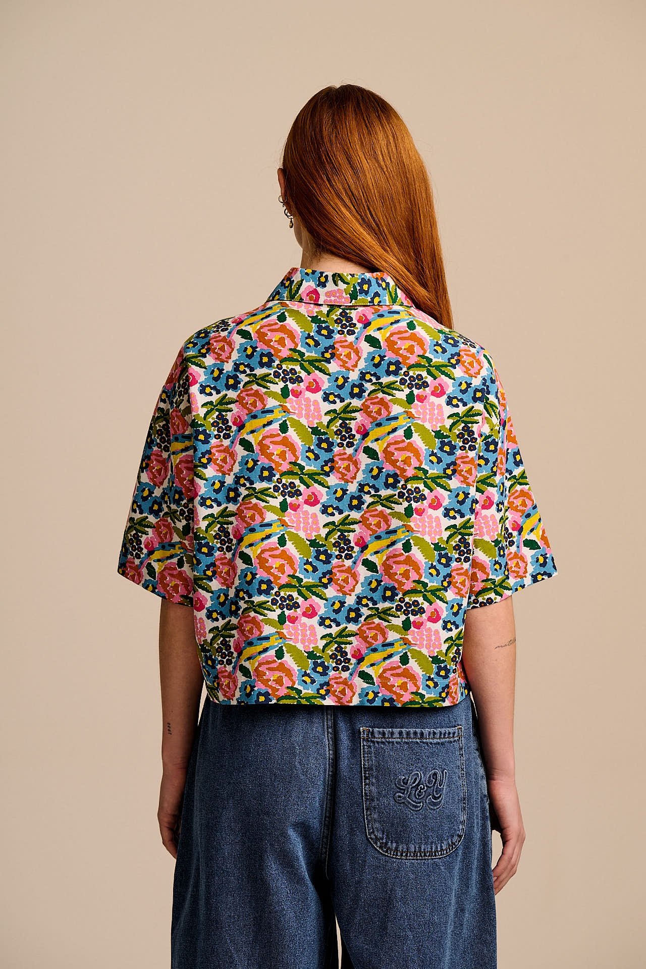 Archer - Cotton & Viscose Shirt in Ivory Birdie Floral - Image 5