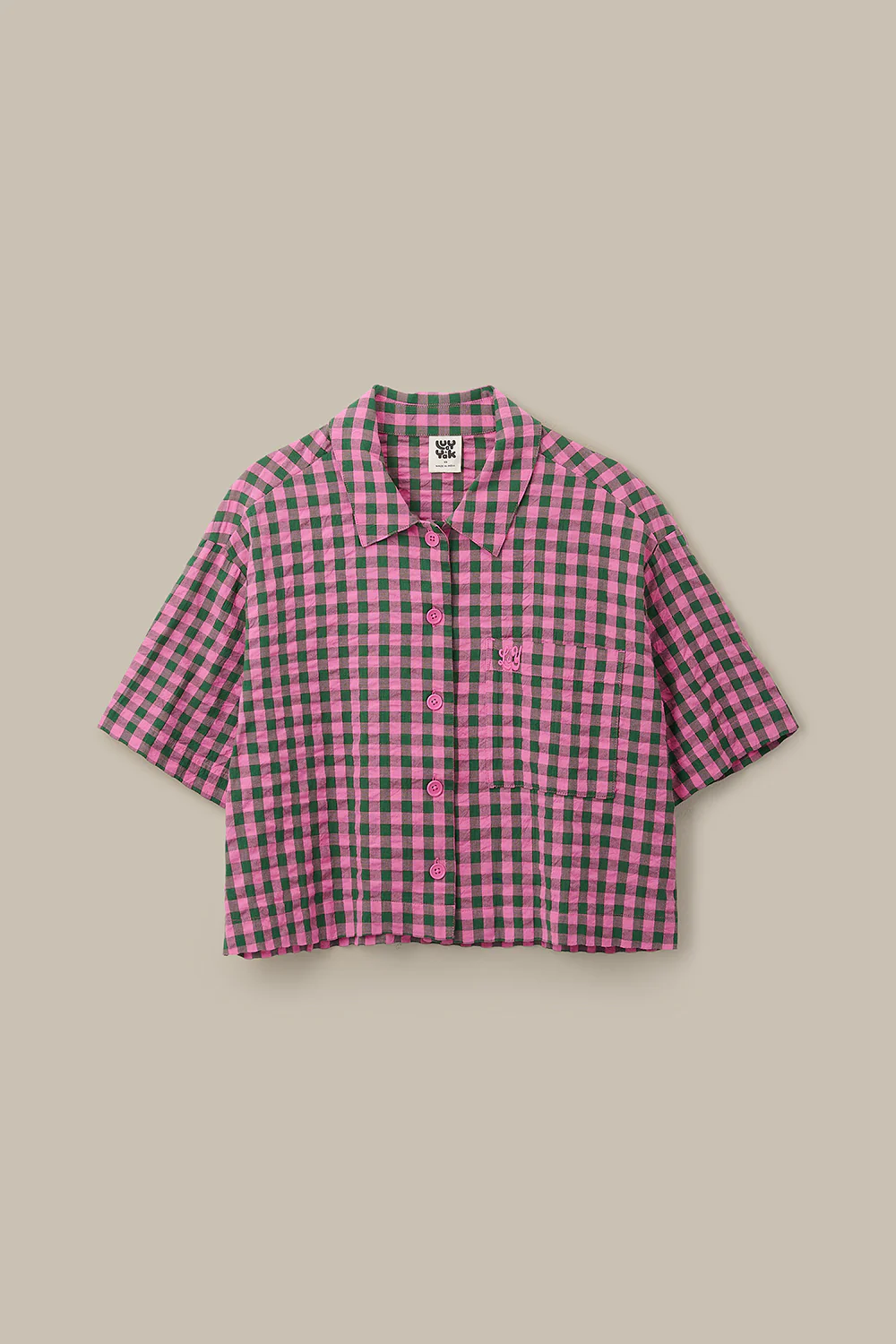 Archer - Cotton Shirt in Pink & Green Gingham - Image 5