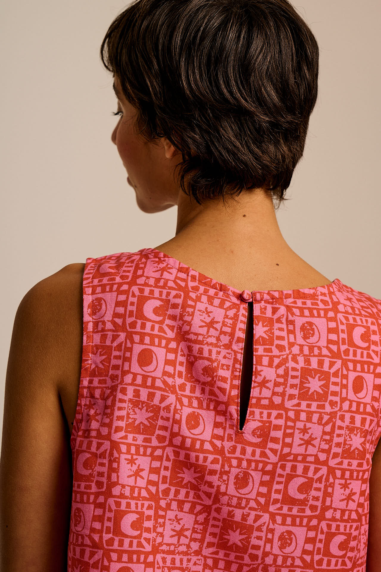 Arden - Cotton Shell Top in Pink & Red Lunar Healing - Image 4