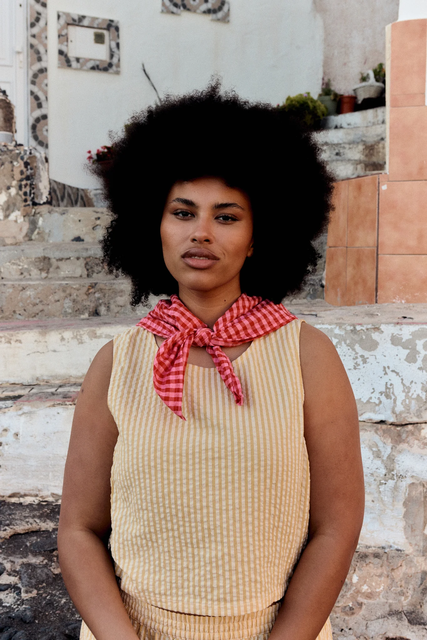 Arden - Cotton Shell Top in Yellow Stripe - Image 4