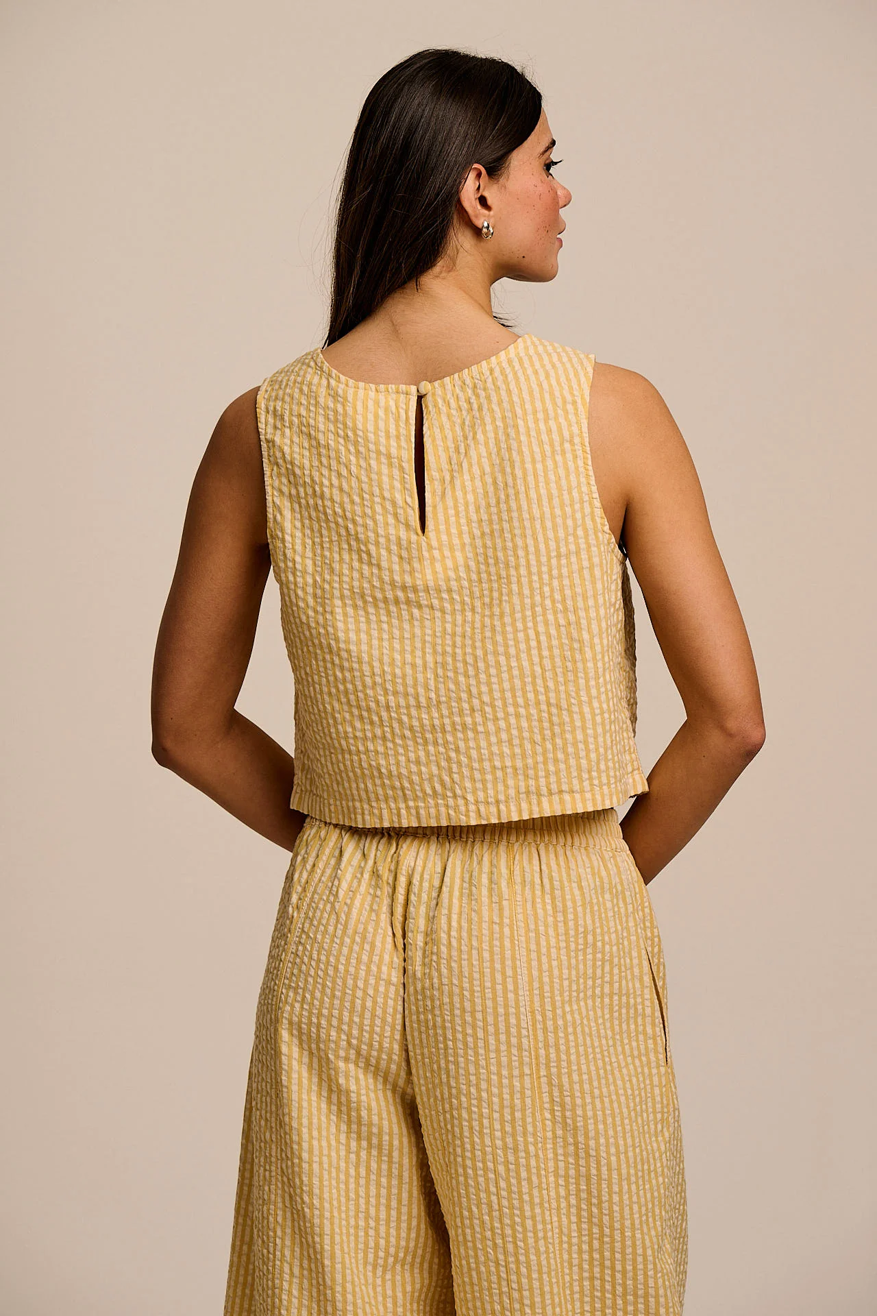 Arden - Cotton Shell Top in Yellow Stripe - Image 5