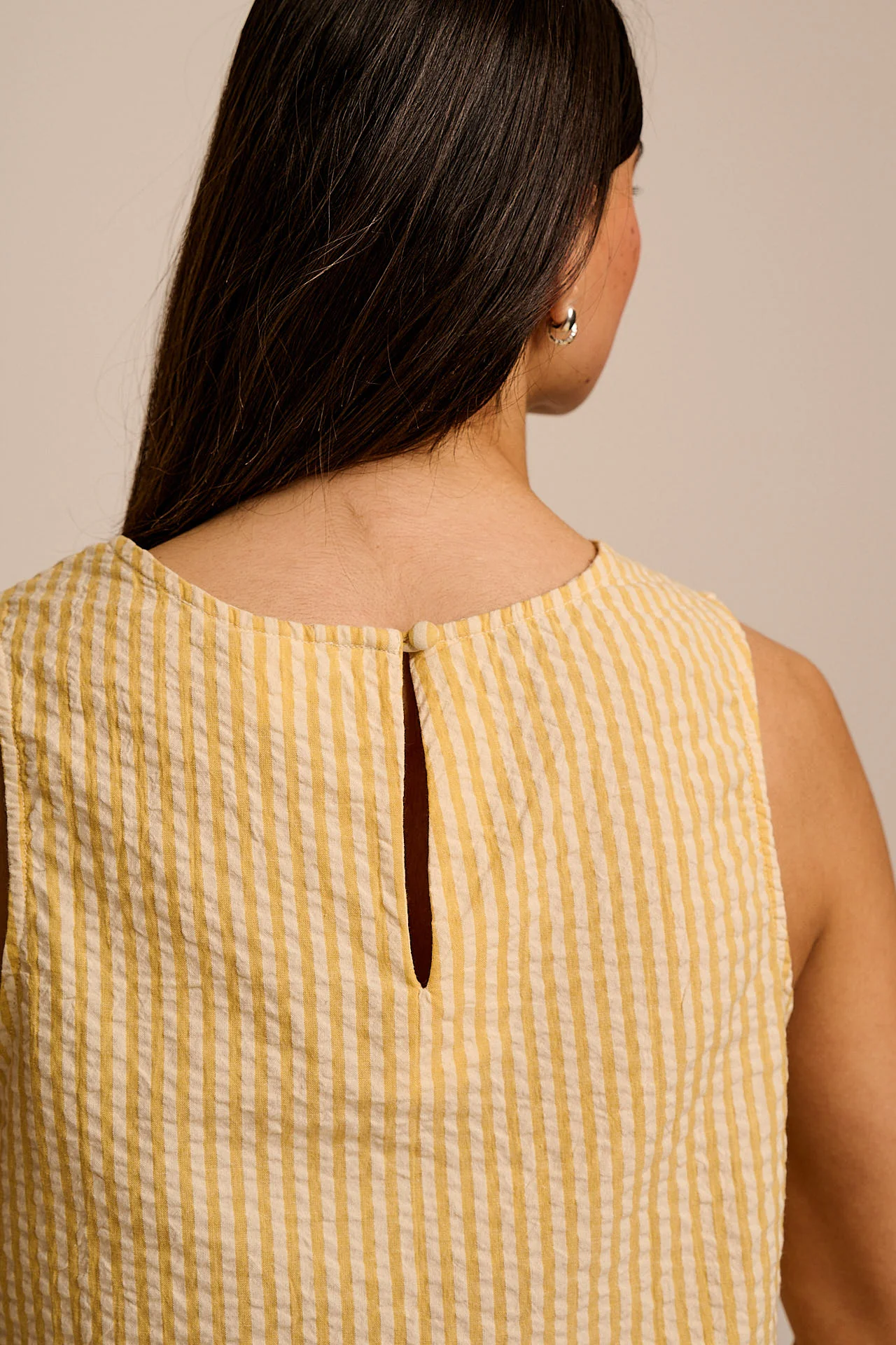 Arden - Cotton Shell Top in Yellow Stripe - Image 6