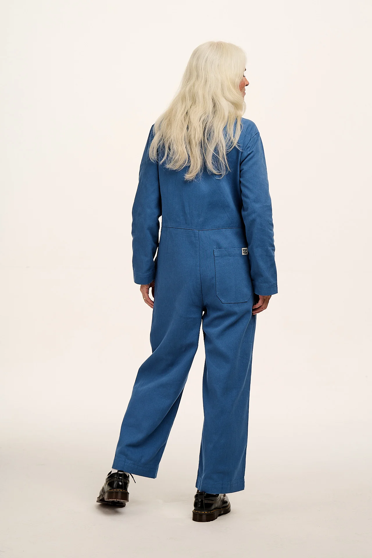 Arendal - Cotton Long Sleeve Jumpsuit in Blue - Image 5