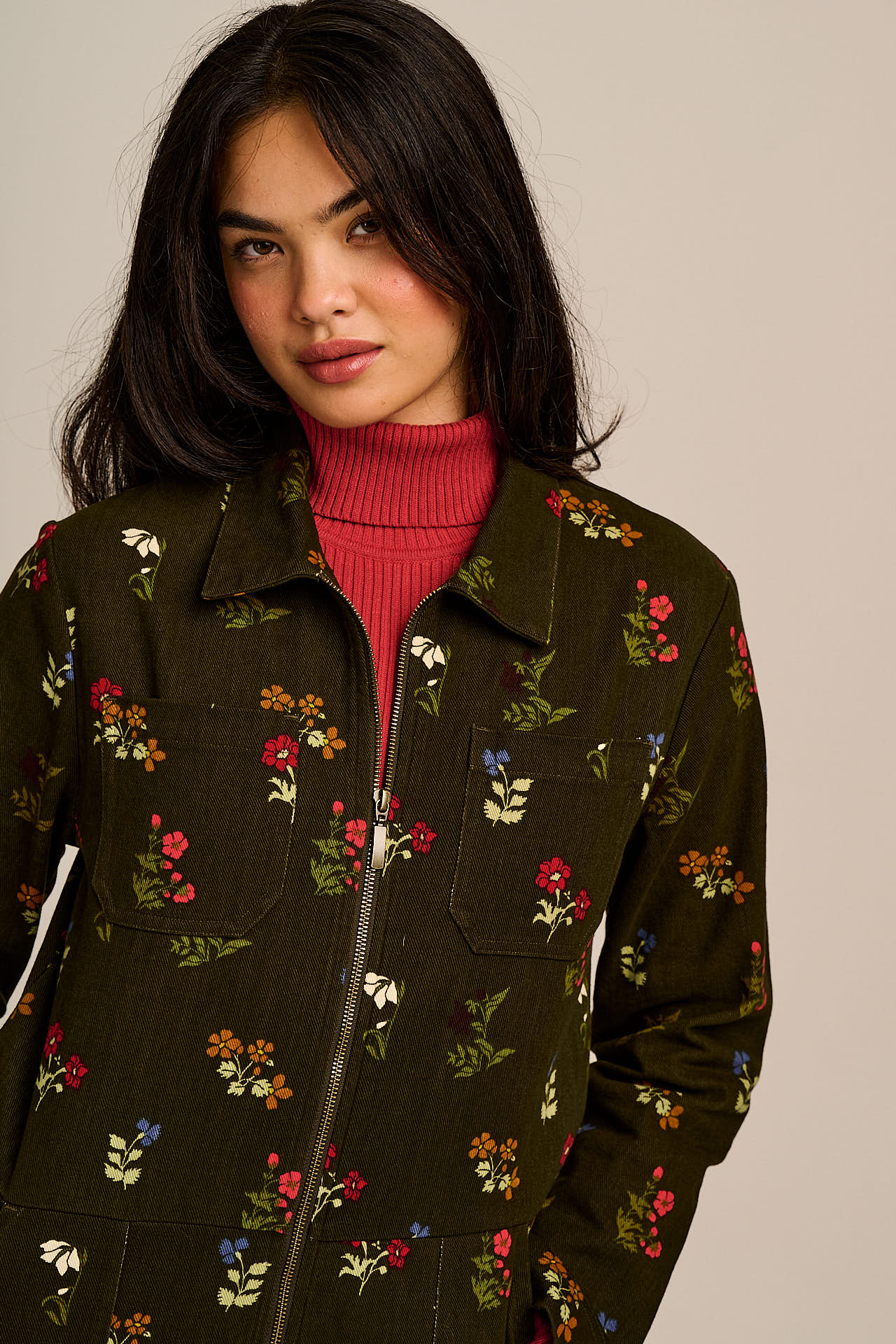 Arendal - Cotton Long Sleeve Jumpsuit in Winter Blooms - Image 5