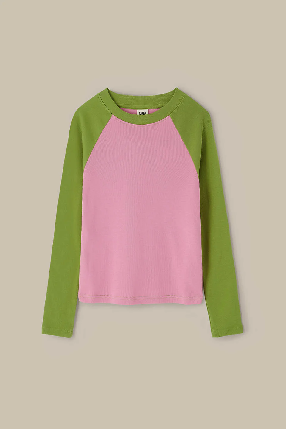 Avi - Long Sleeve Raglan Top in Pink & Green - Image 3