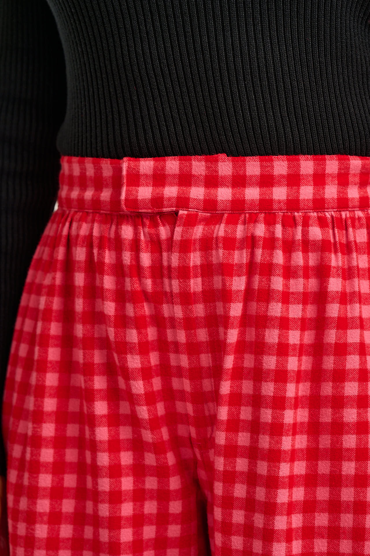 Beau - Barrel Leg Brushed Cotton Trousers in Pink and Red Gingham - Image 5