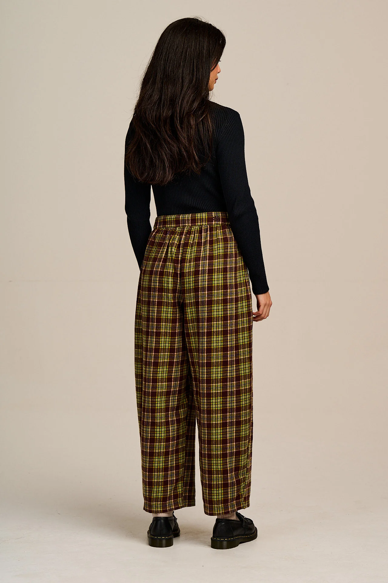 Beau - Barrel Leg Brushed Cotton Trousers in Winter Tartan - Image 8