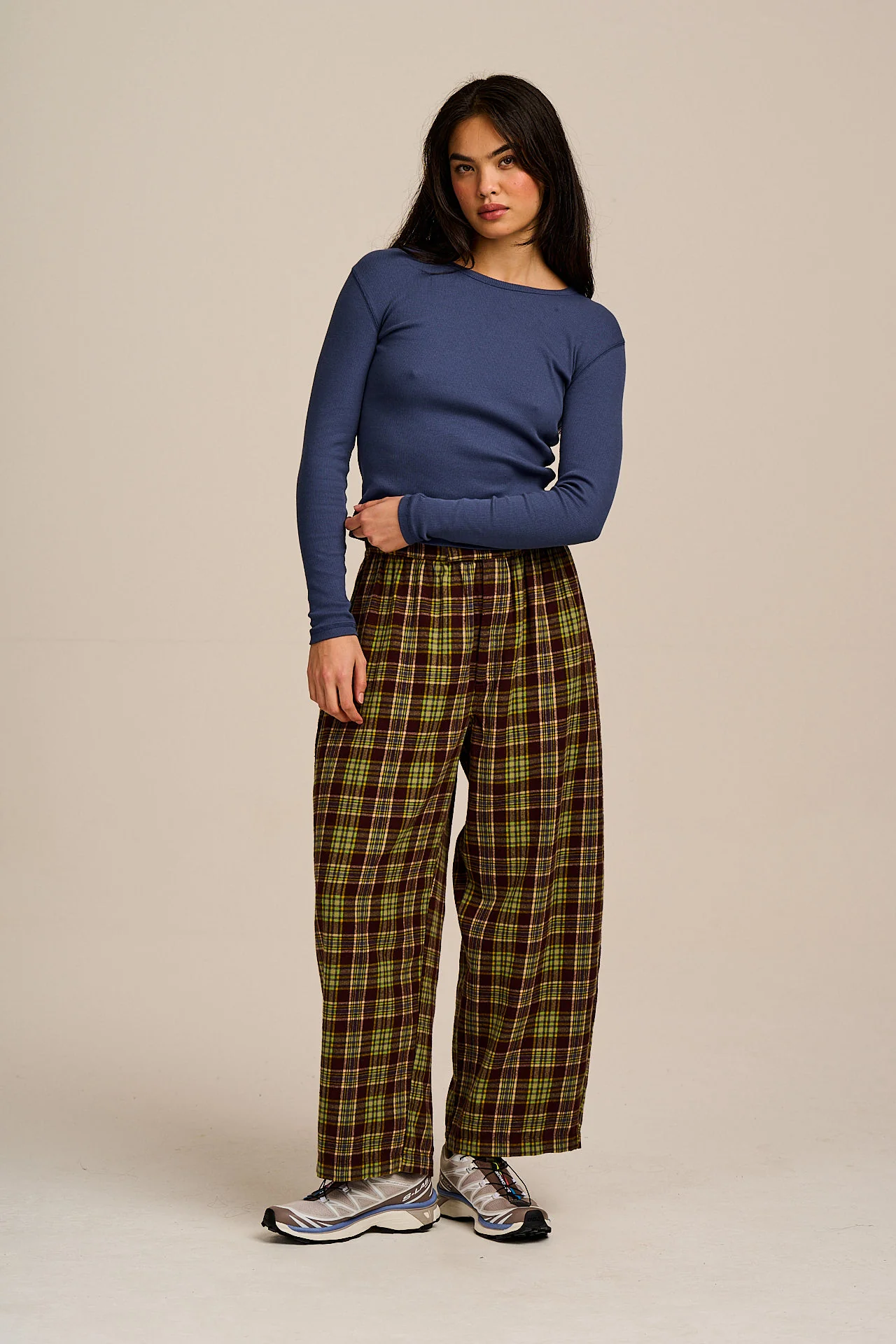 Beau - Barrel Leg Brushed Cotton Trousers in Winter Tartan - Image 9