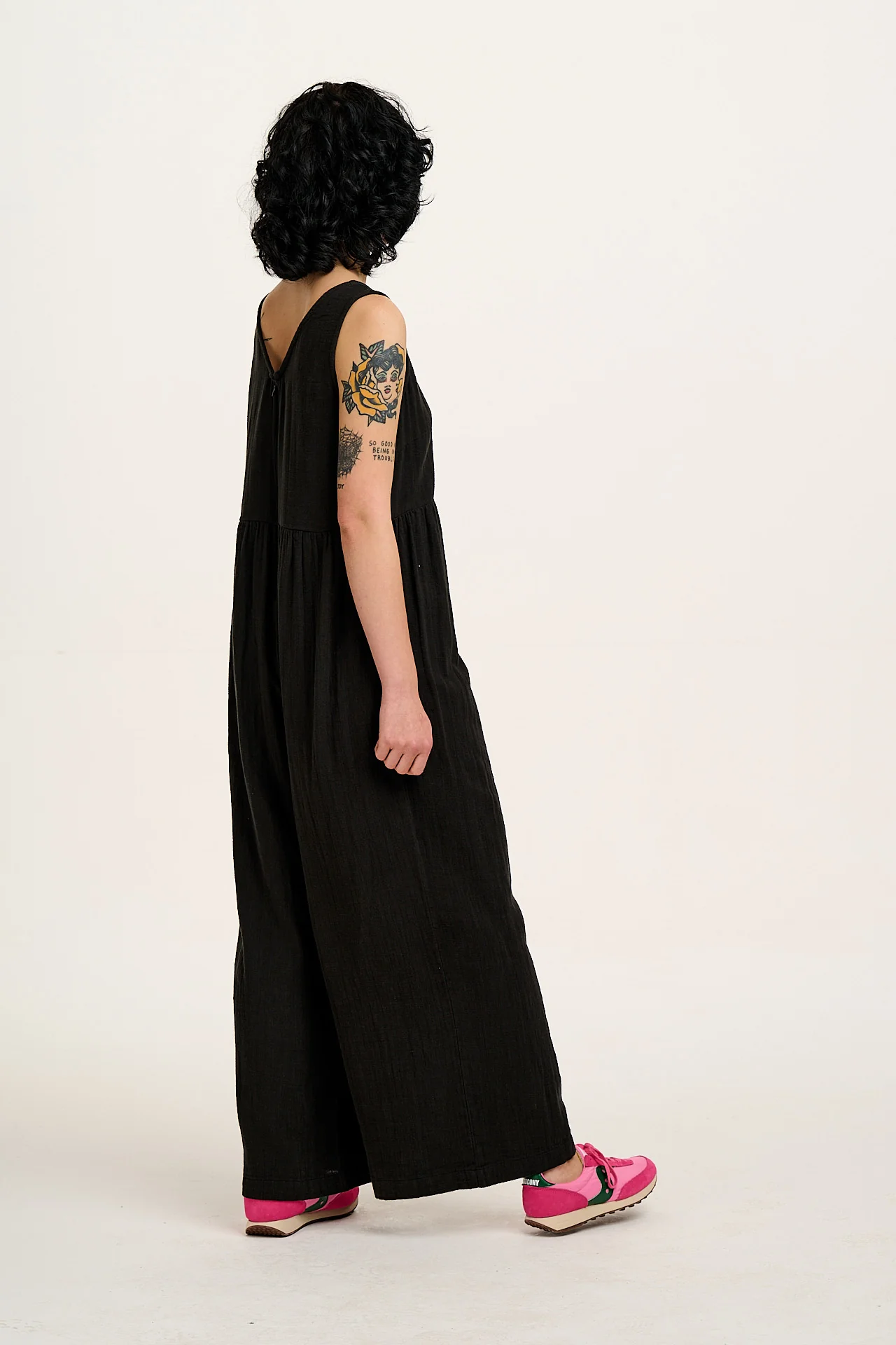 Bellamy - Wide Leg Cotton Jumpsuit in Black - Image 5