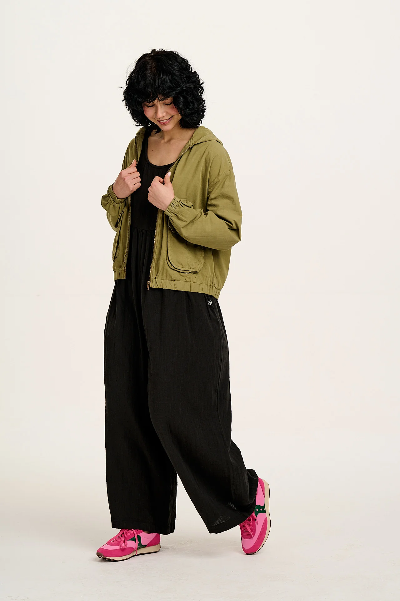 Bellamy - Wide Leg Cotton Jumpsuit in Black - Image 6