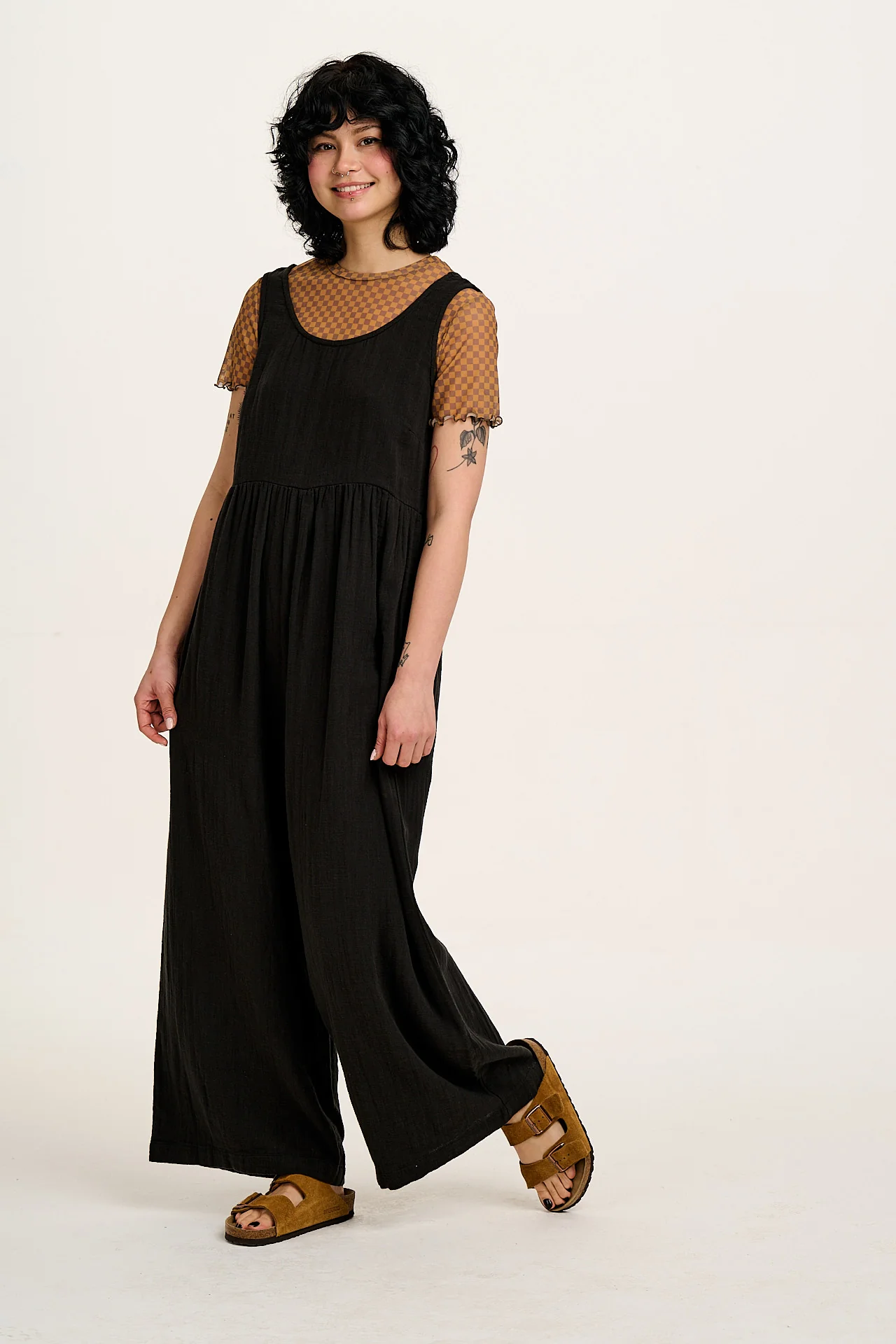 Bellamy - Wide Leg Cotton Jumpsuit in Black - Image 7