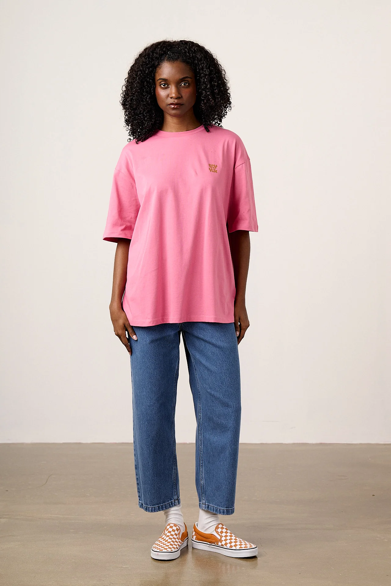 Benny - Oversized Cotton T-Shirt in Pink Fruit Salad Print - Image 2