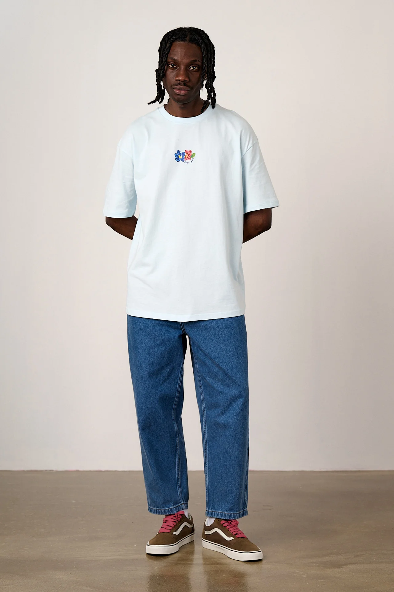 Benny - Oversized Cotton T-Shirt in Blue Vida Flower Print - Image 6