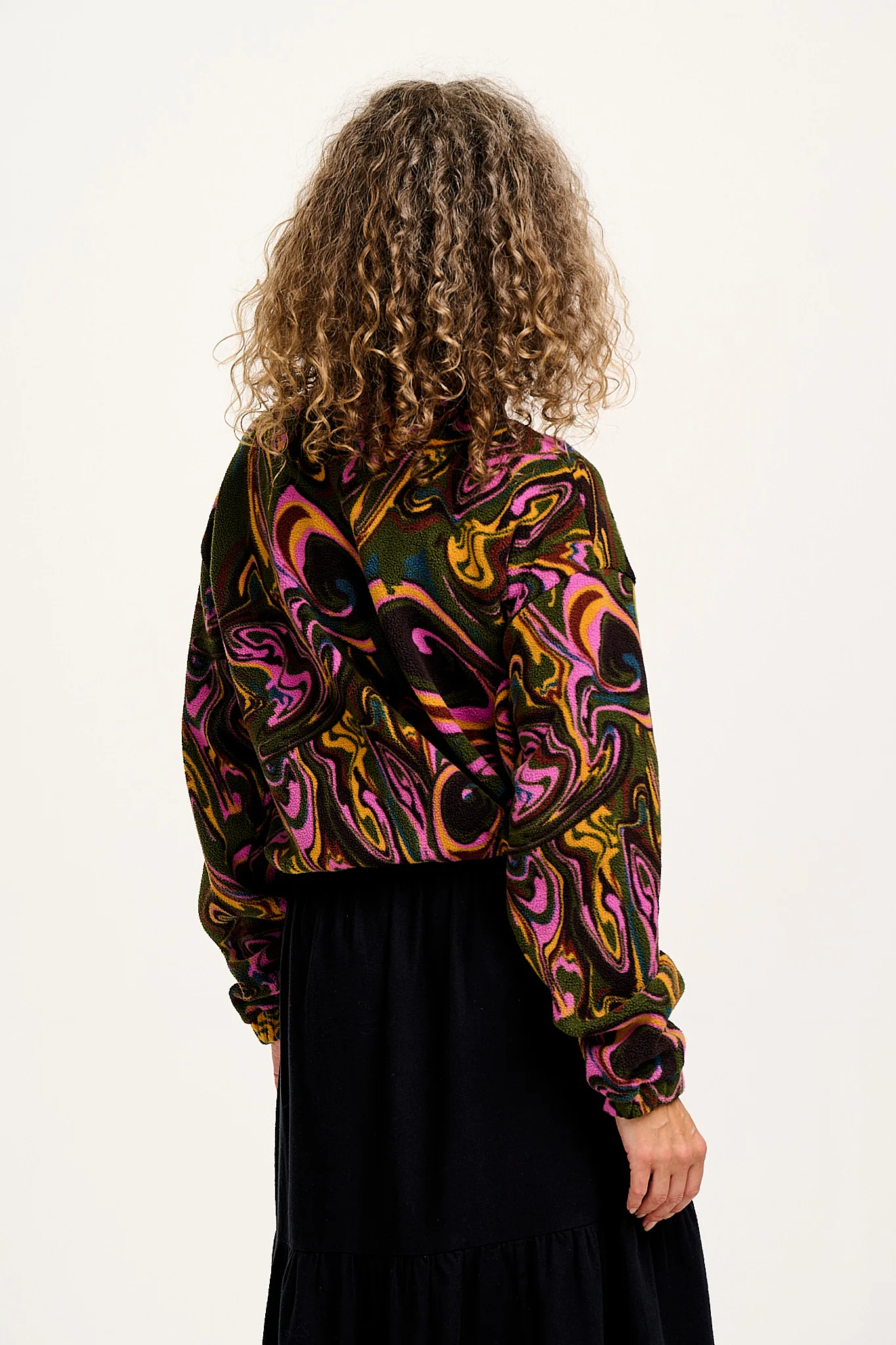 Blake - Cropped Polar Fleece in Mineral Swirl Print - Image 5