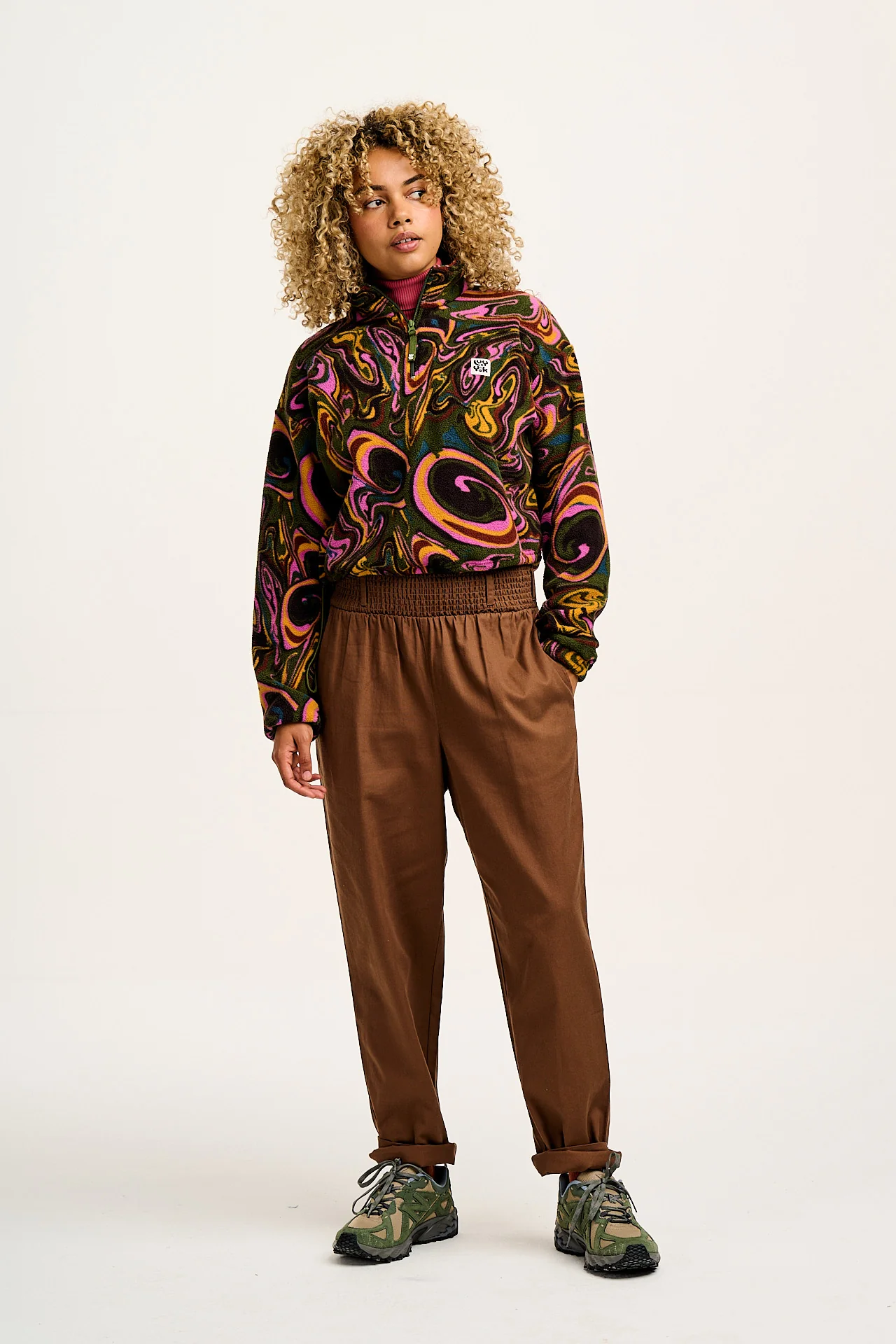 Blake - Cropped Polar Fleece in Mineral Swirl Print - Image 7