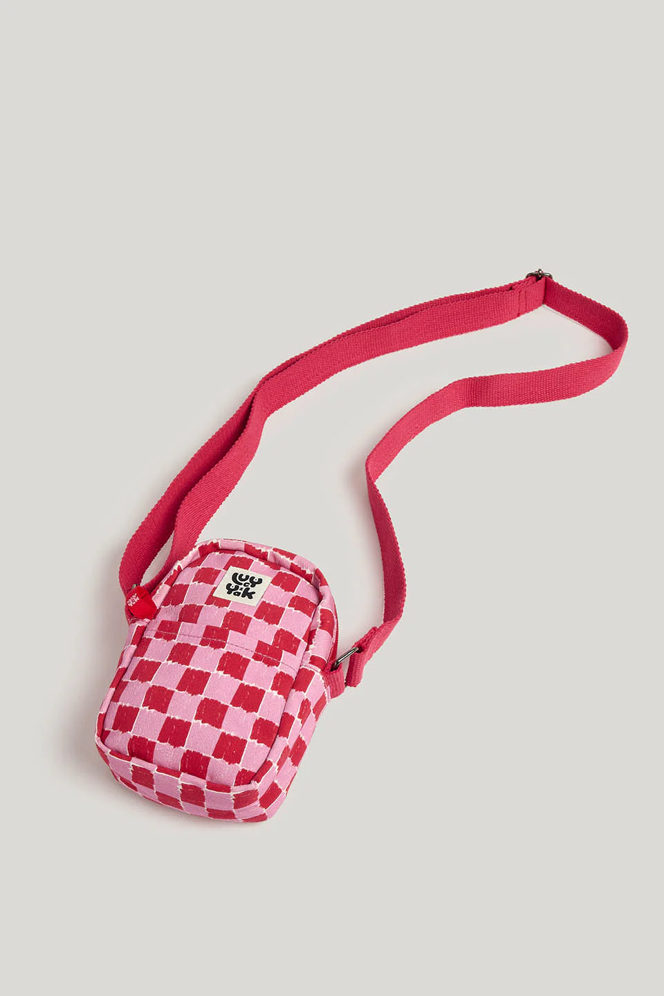 Brady - Cotton Crossbody Bag in Pink & Red Check - Image 3